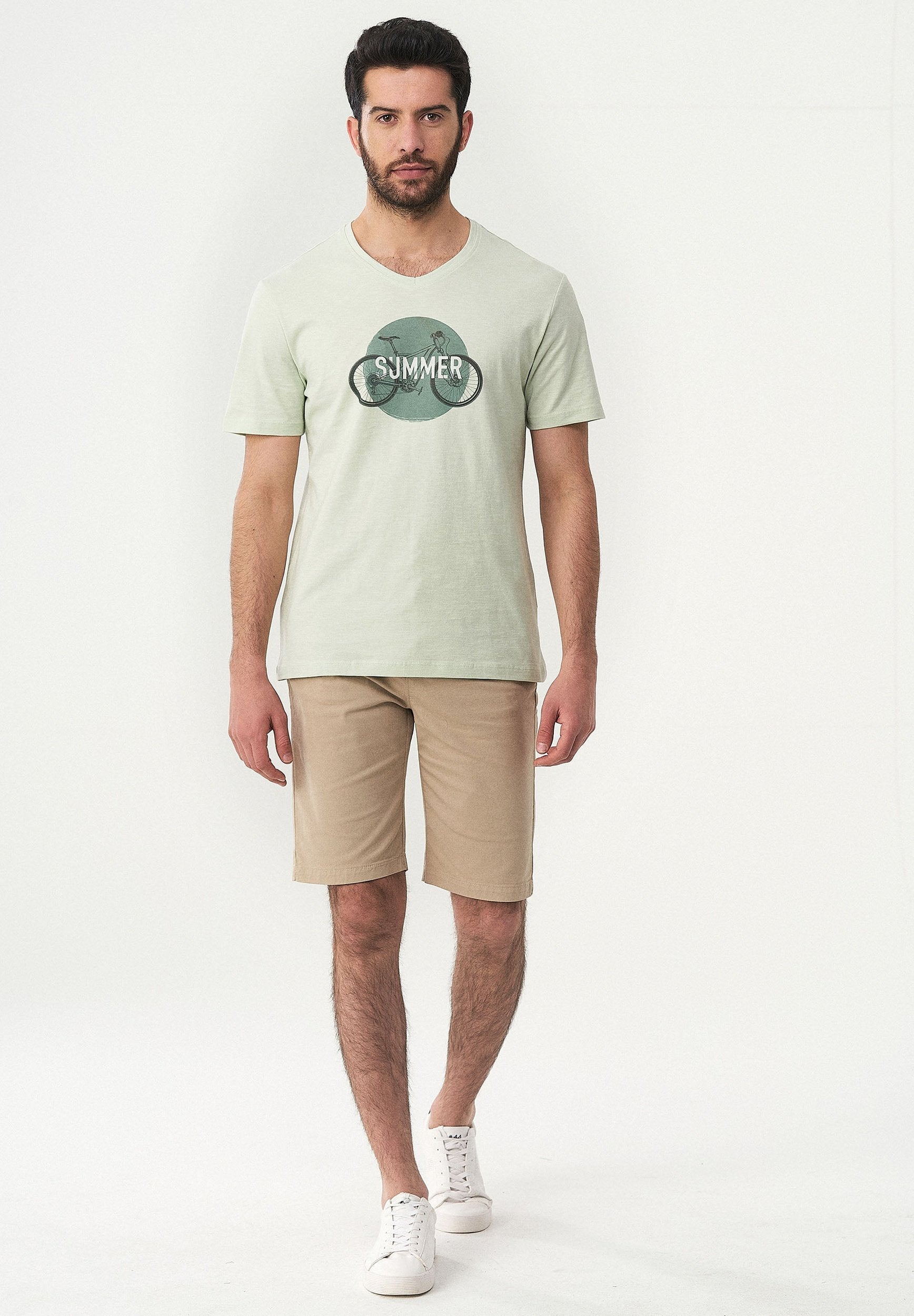 T-Shirt aus Bio-Baumwolle mit Fahrrad-Print