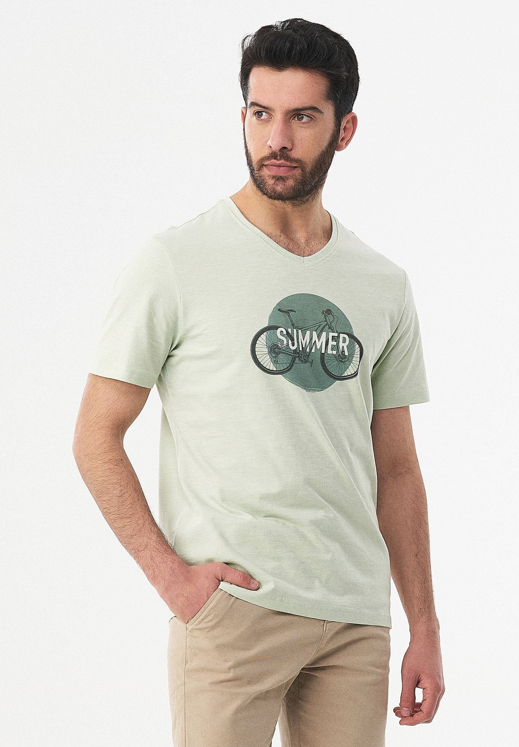 T-Shirt aus Bio-Baumwolle mit Fahrrad-Print