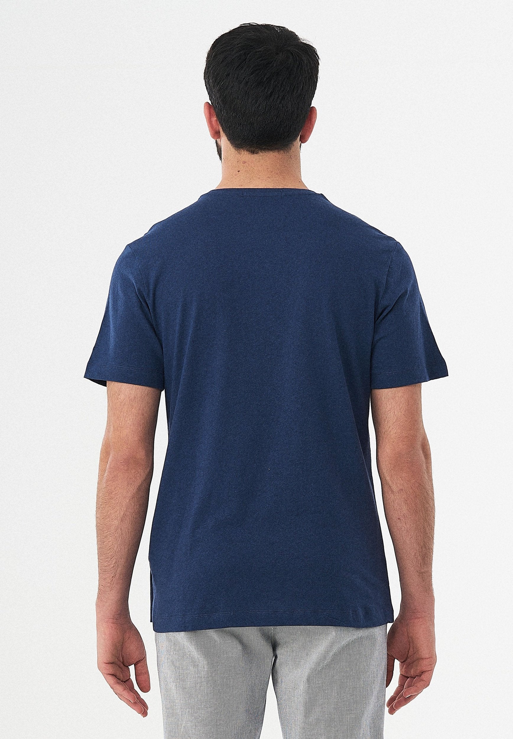 T-Shirt aus Bio-Baumwolle und Leinen mit Brusttasche