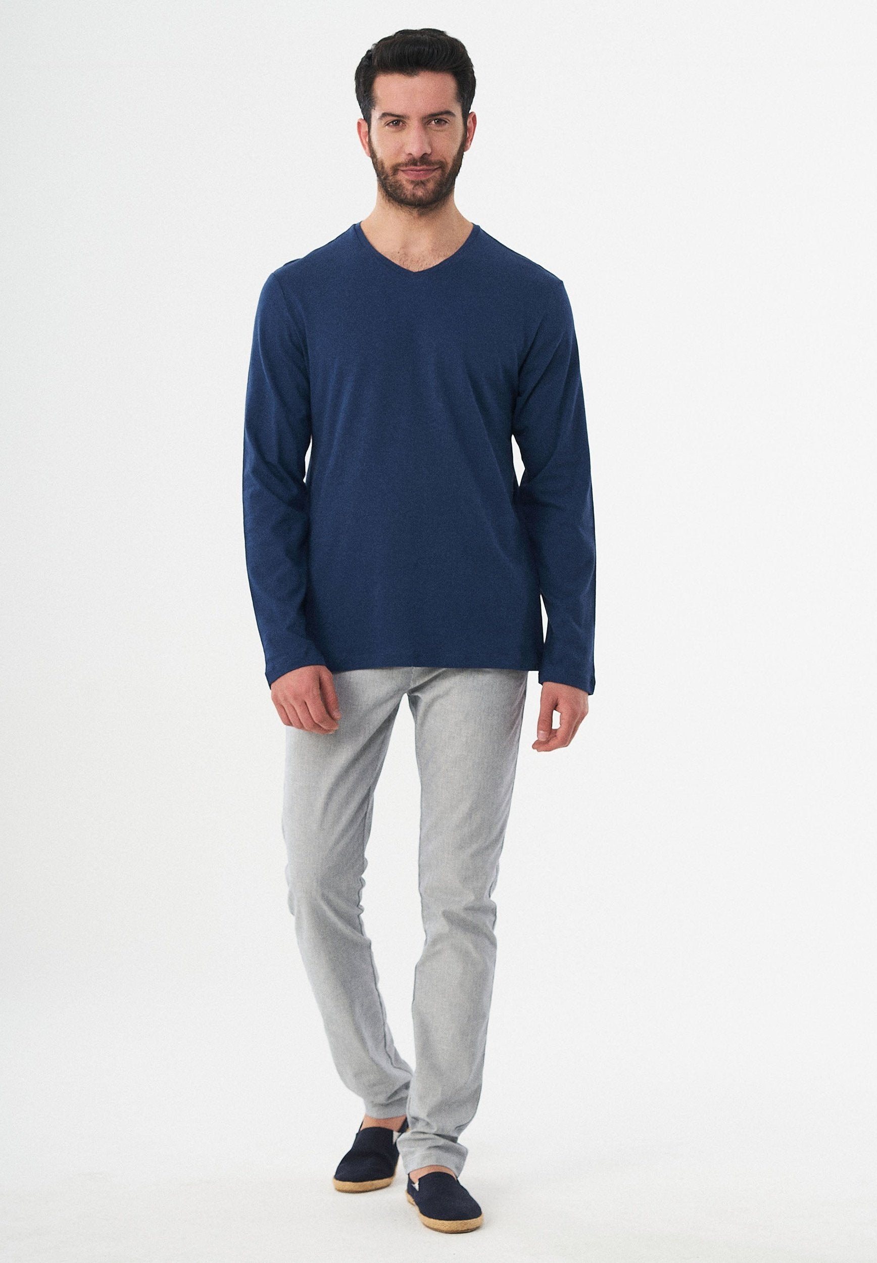Langarmshirt aus Leinen und Bio-Baumwolle