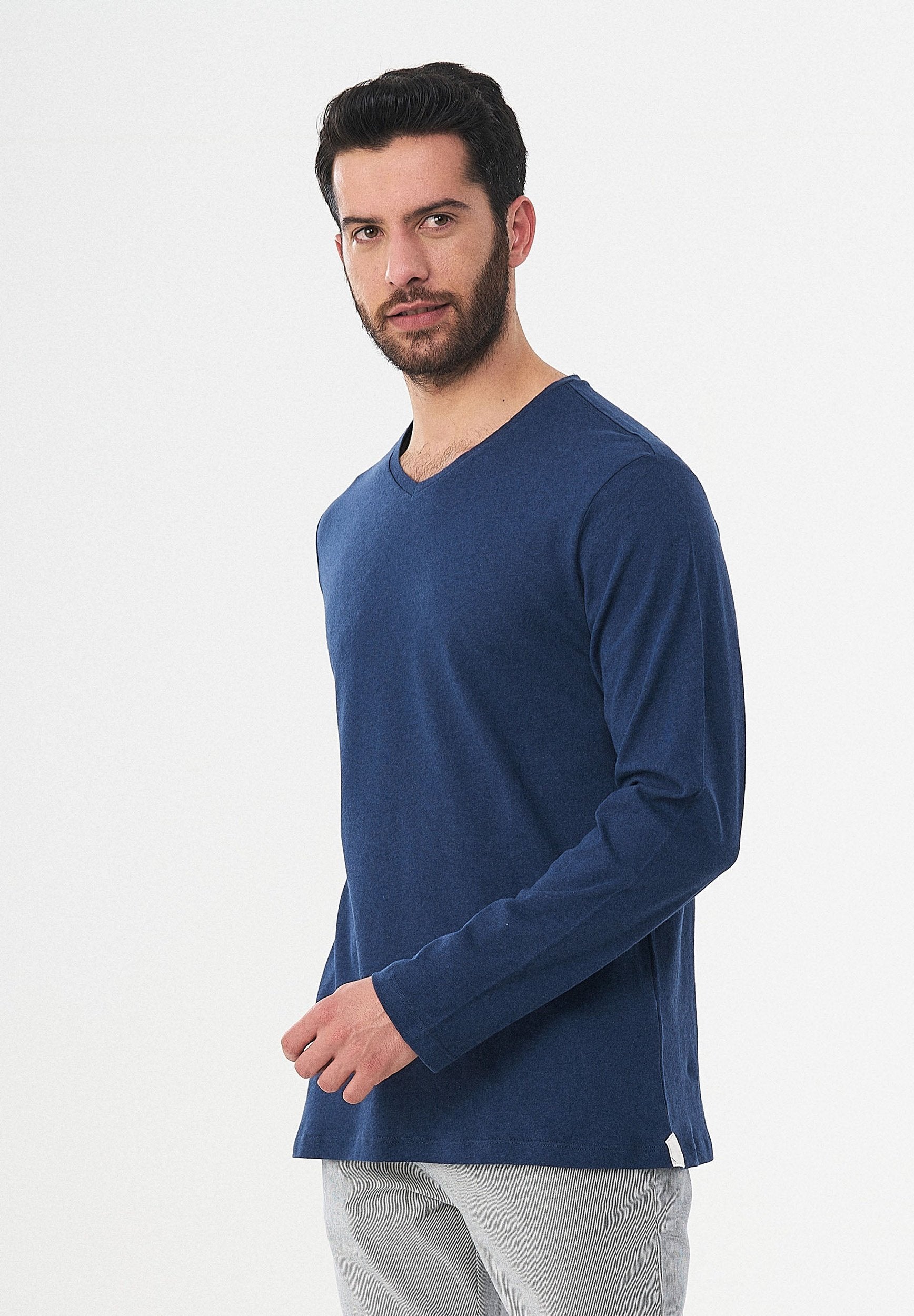 Langarmshirt aus Leinen und Bio-Baumwolle