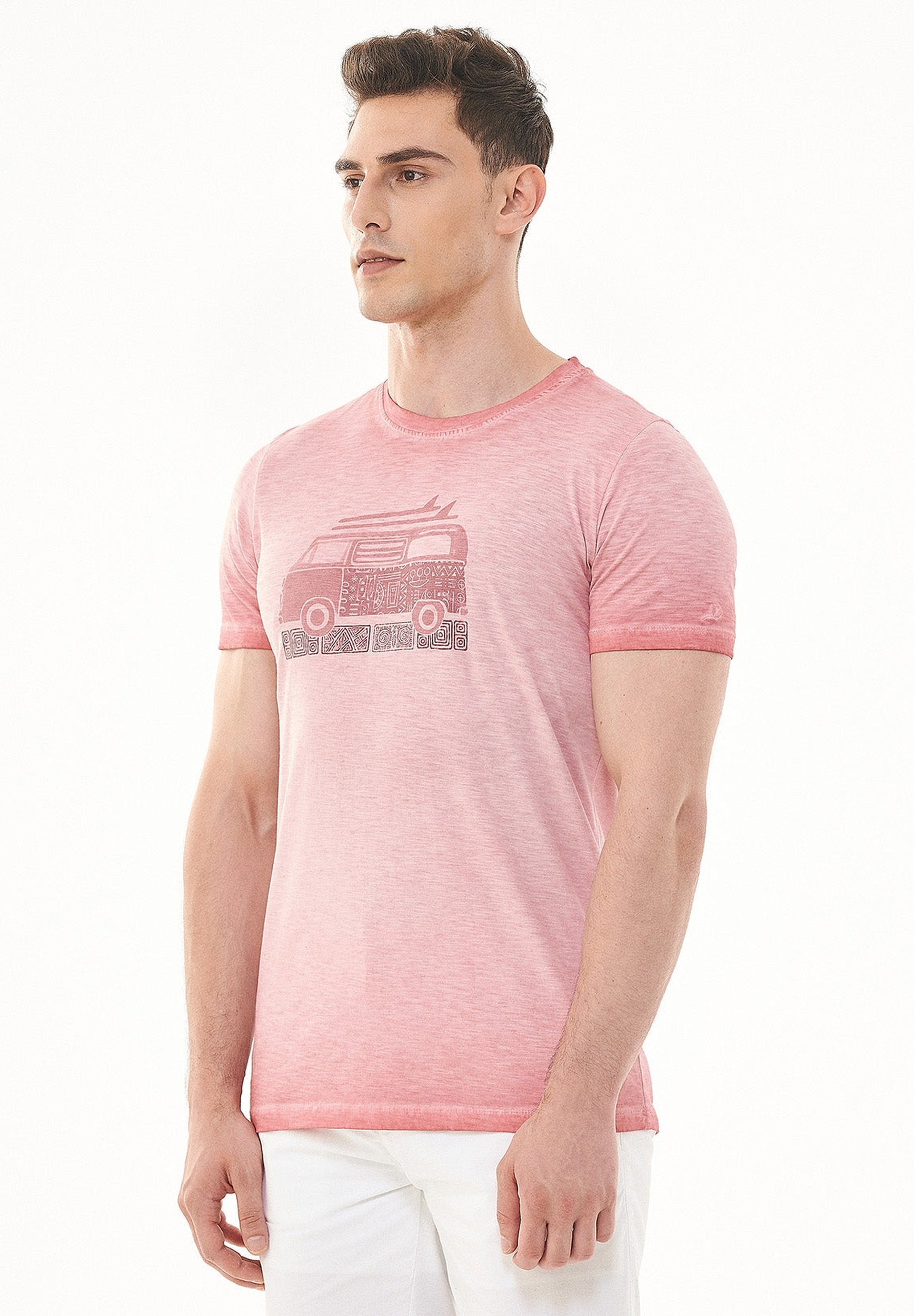 Garment Dyed T-Shirt aus Bio-Baumwolle mit Print