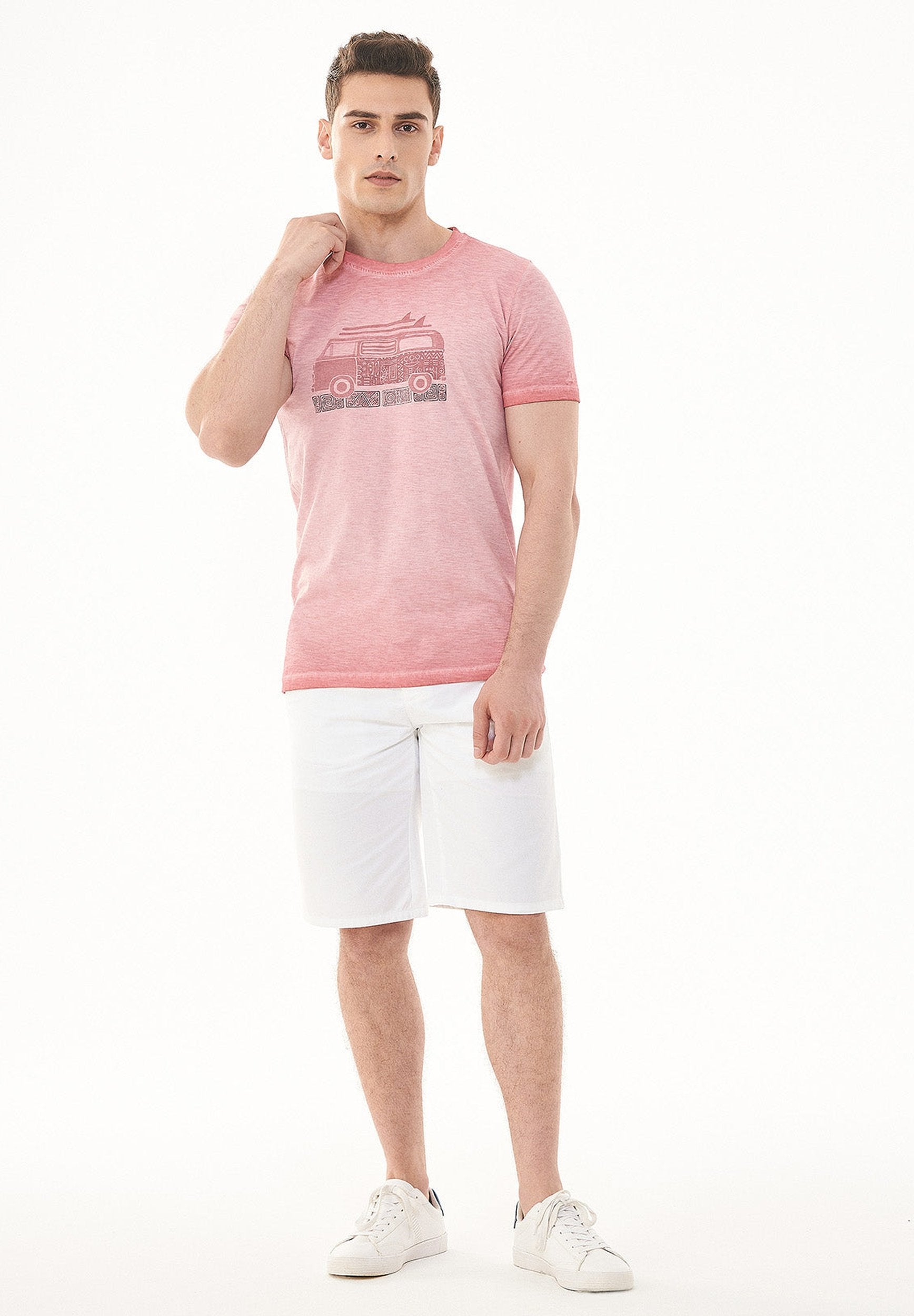 Garment Dyed T-Shirt aus Bio-Baumwolle mit Print