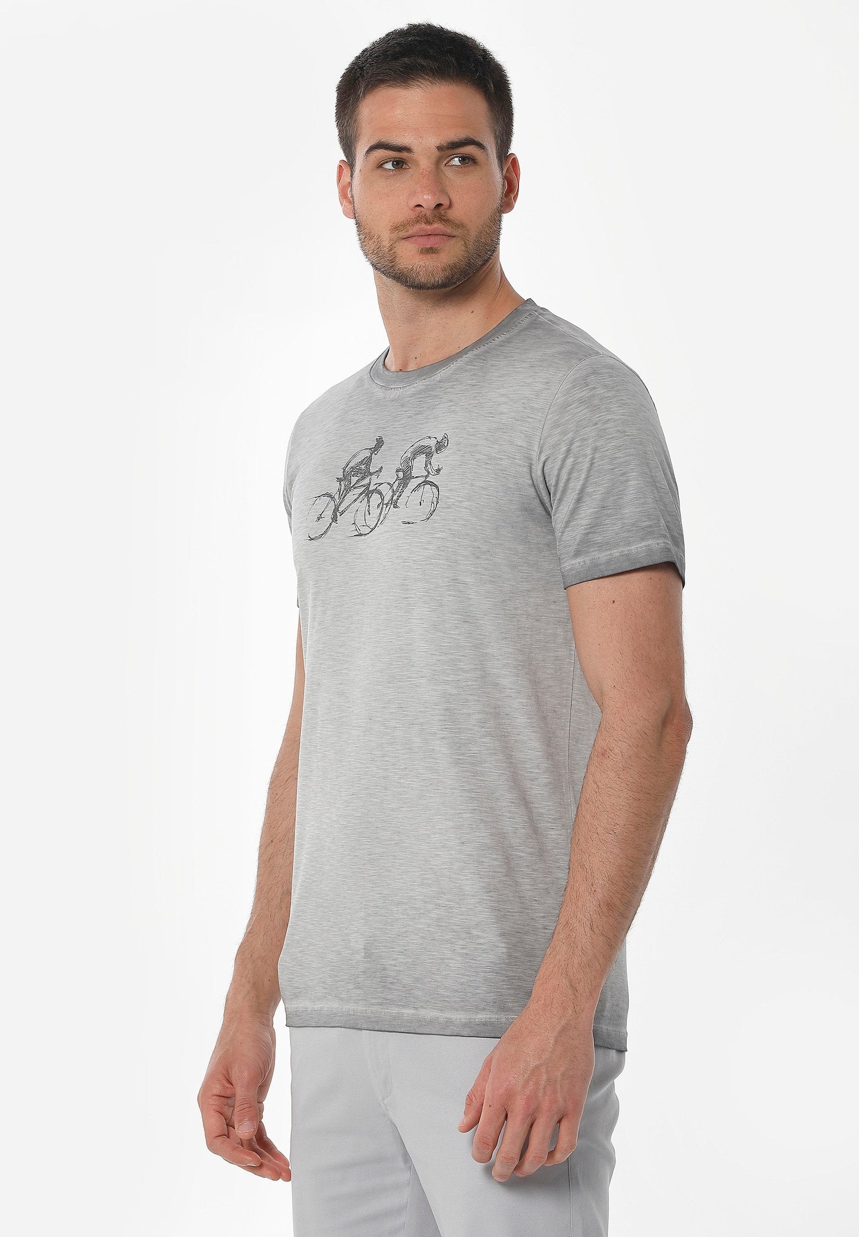 Garment Dyed T-Shirt aus Bio-Baumwolle mit Print