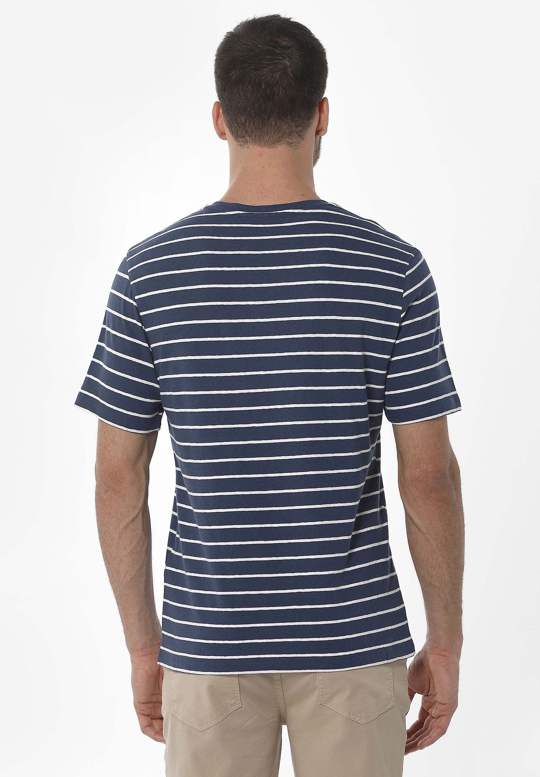 Gestreiftes T-Shirt aus Bio-Baumwolle und Leinen