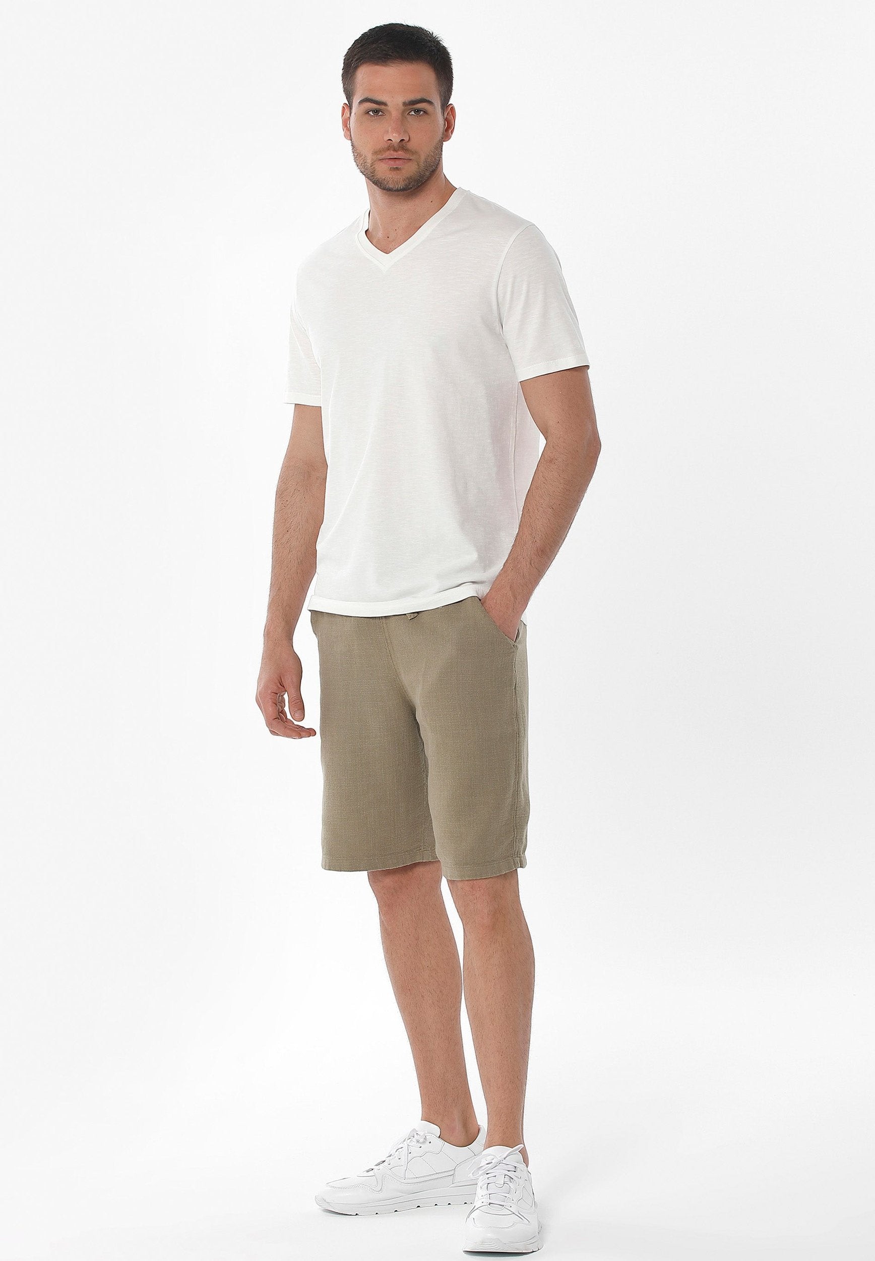 Shorts aus Bio-Baumwolle, Leinen und Viscose