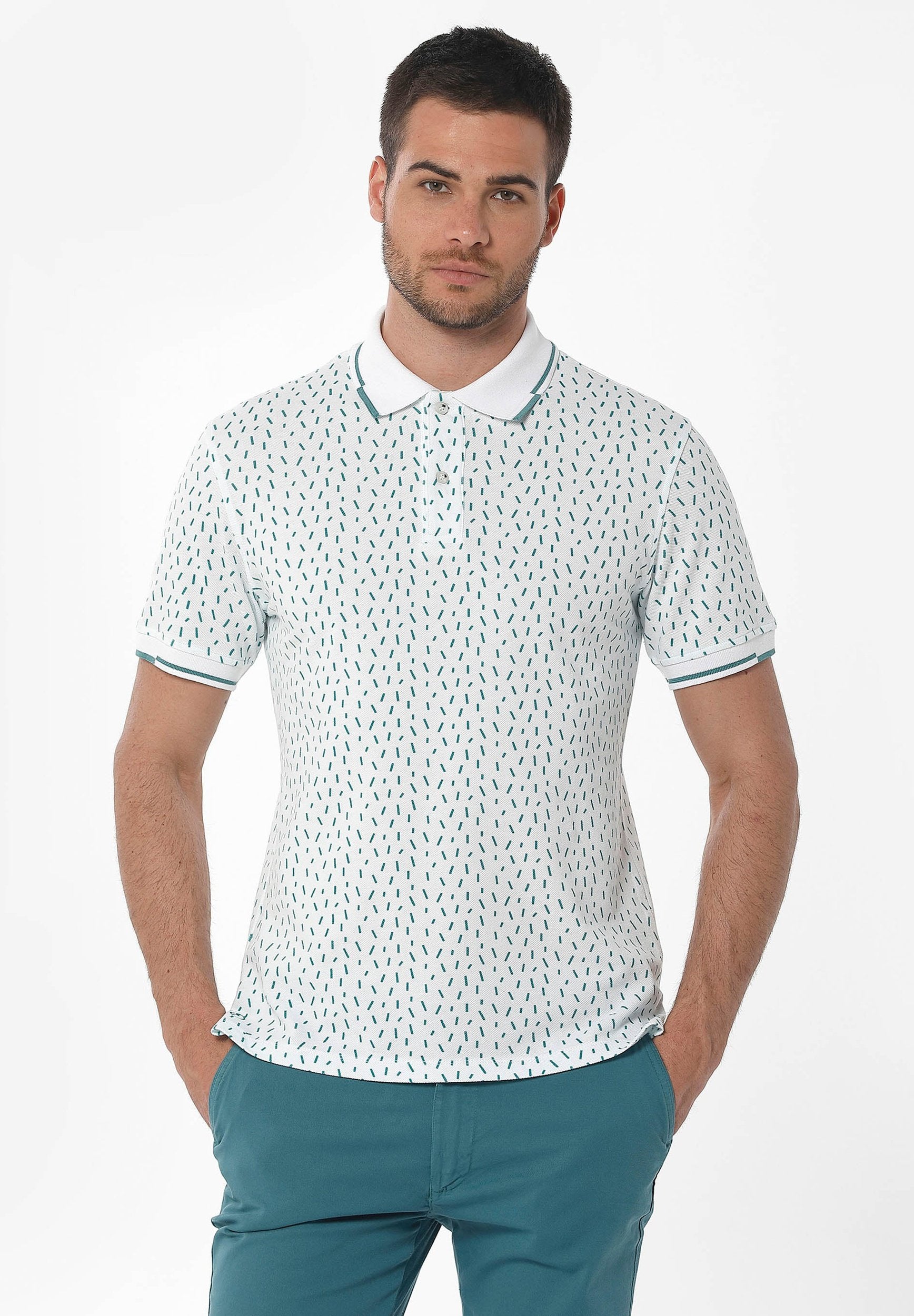 Poloshirt aus Bio-Baumwolle mit Allover-Print