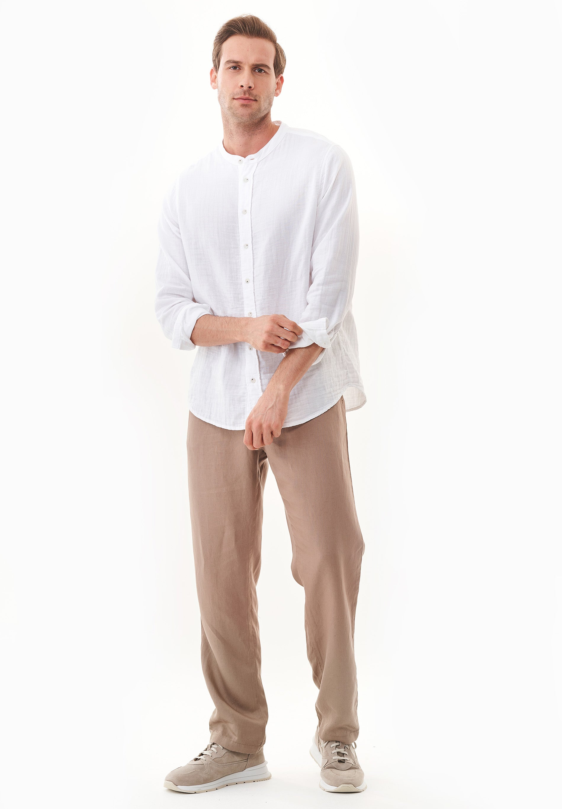 Hemd aus Bio-Baumwolle mit Stehkragen