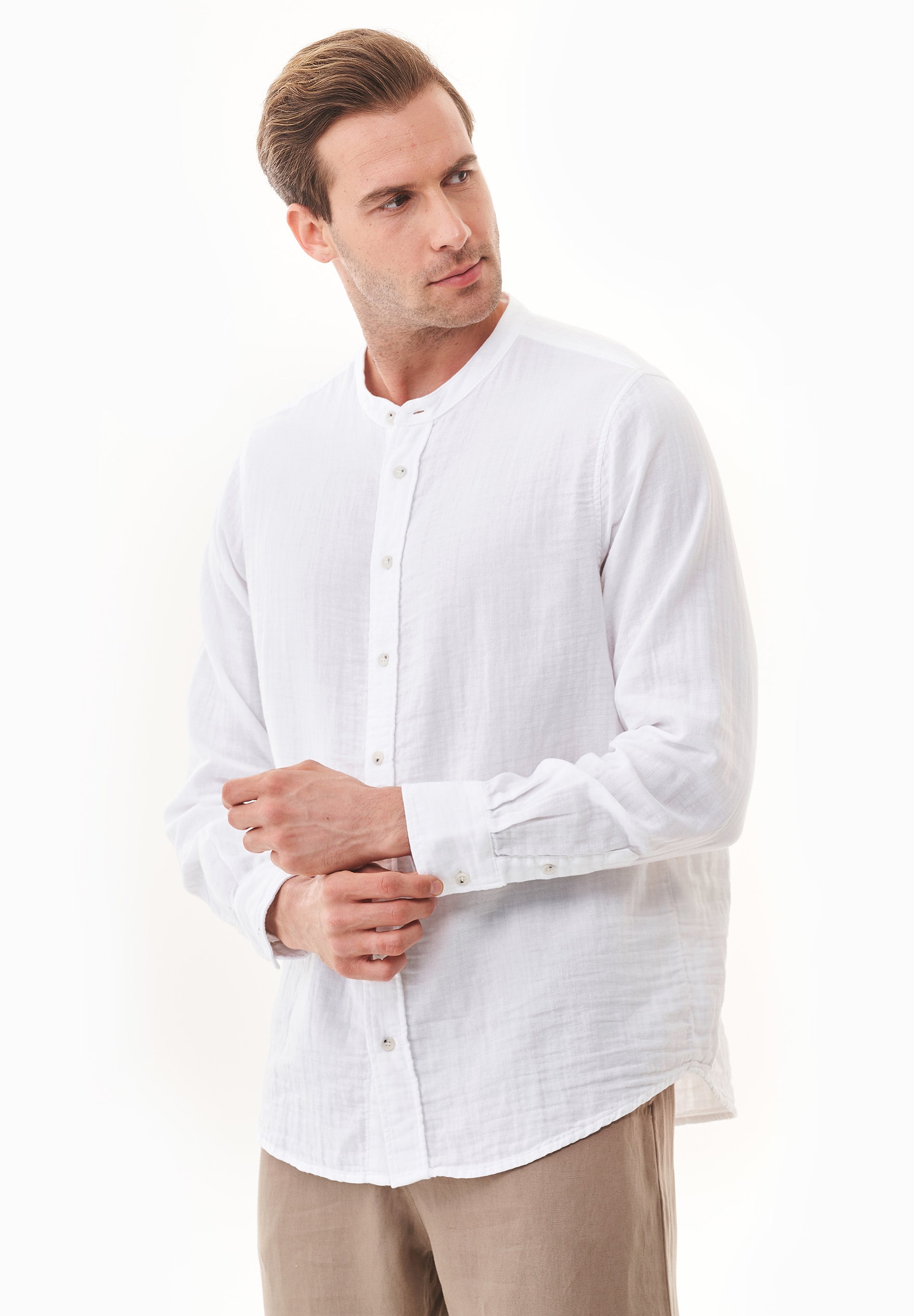 Hemd aus Bio-Baumwolle mit Stehkragen