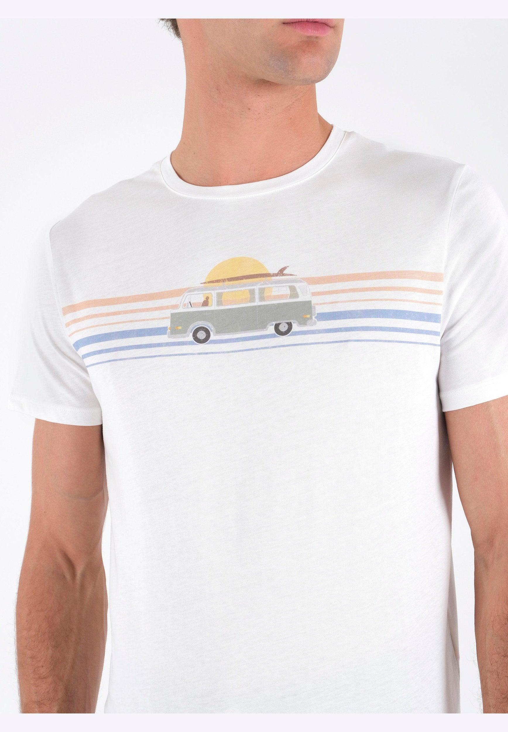 T-Shirt aus Bio-Baumwolle mit Wagen-Print