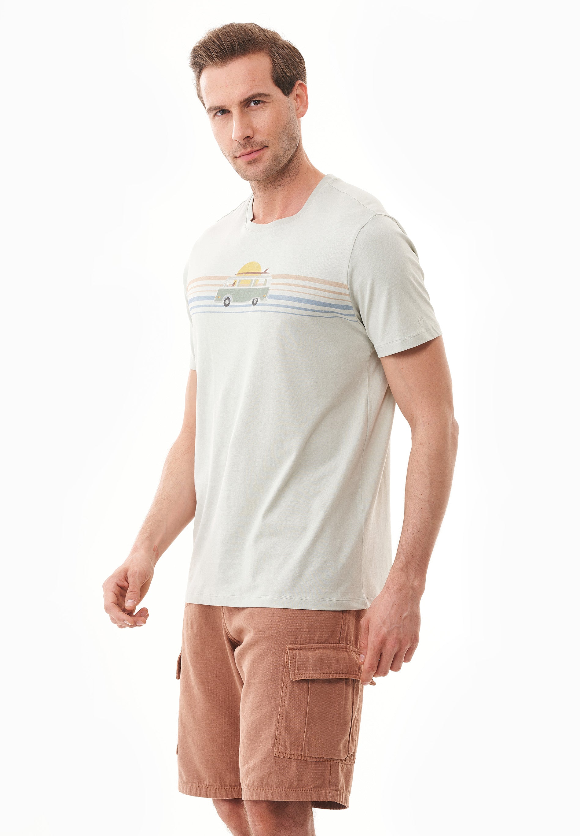 T-Shirt aus Bio-Baumwolle mit Wagen-Print