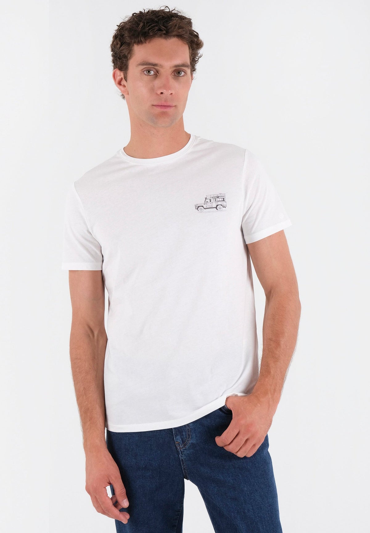 T-Shirt aus Bio-Baumwolle mit Wagen-Print