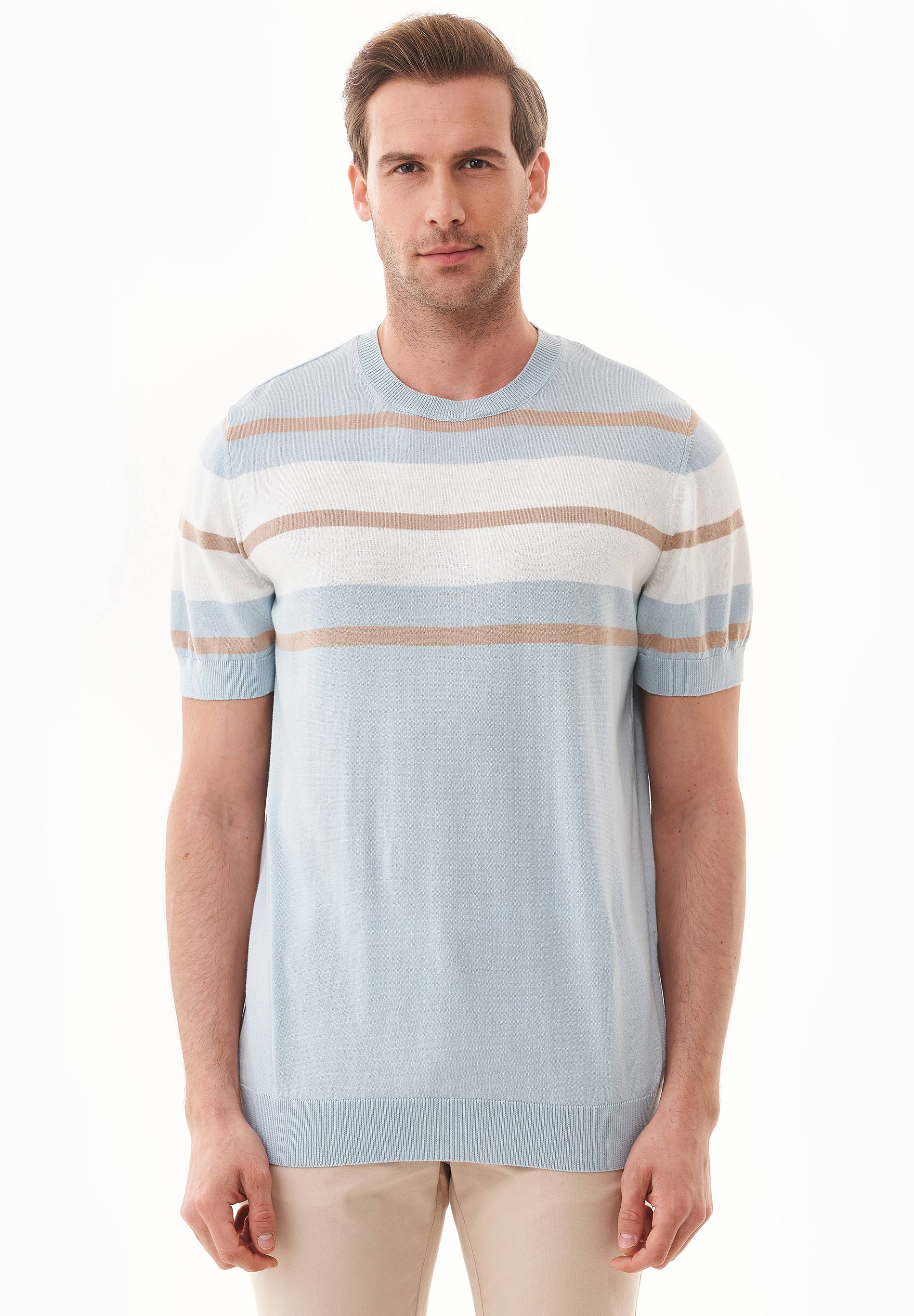 Feinstrick-T-Shirt aus Bio-Baumwolle mit Streifen