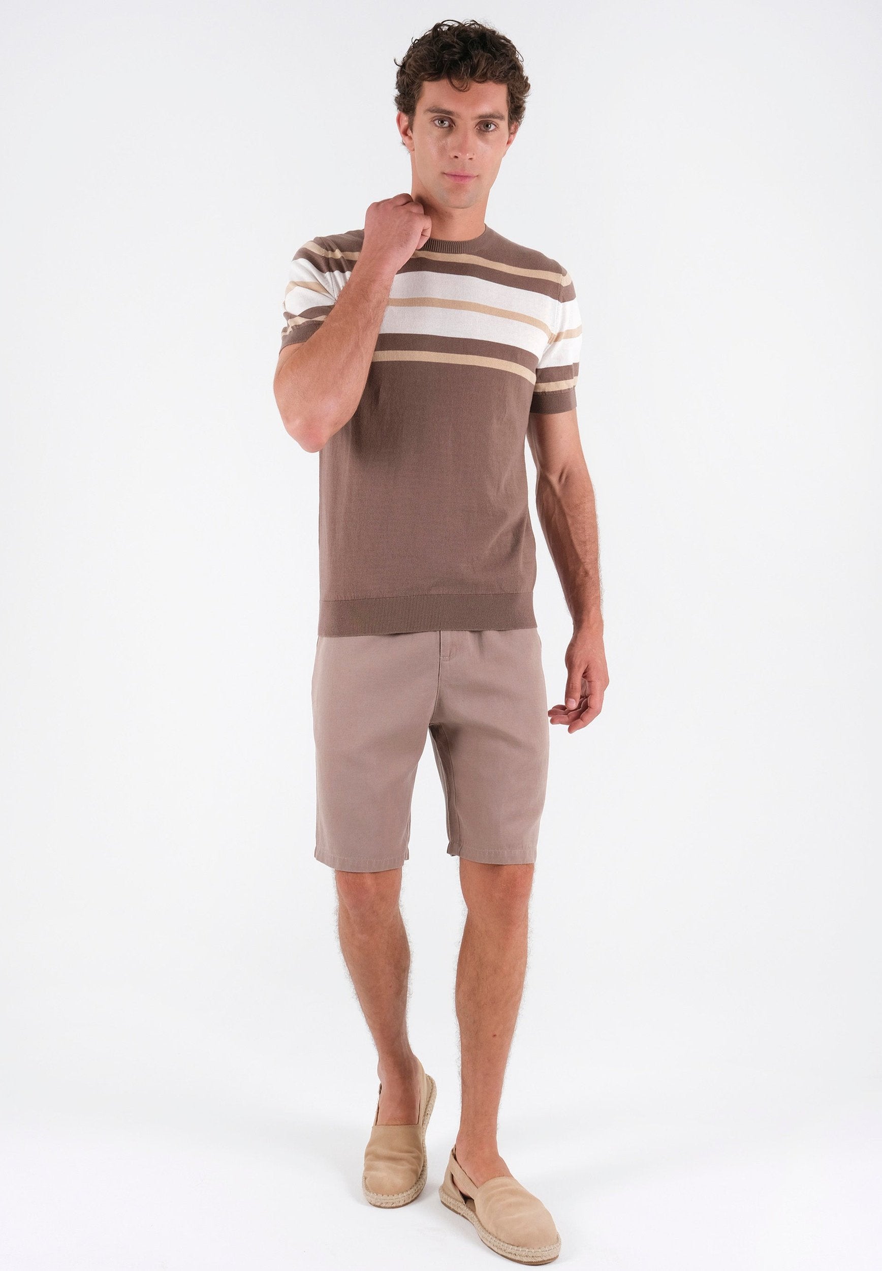 Feinstrick-T-Shirt aus Bio-Baumwolle mit Streifen