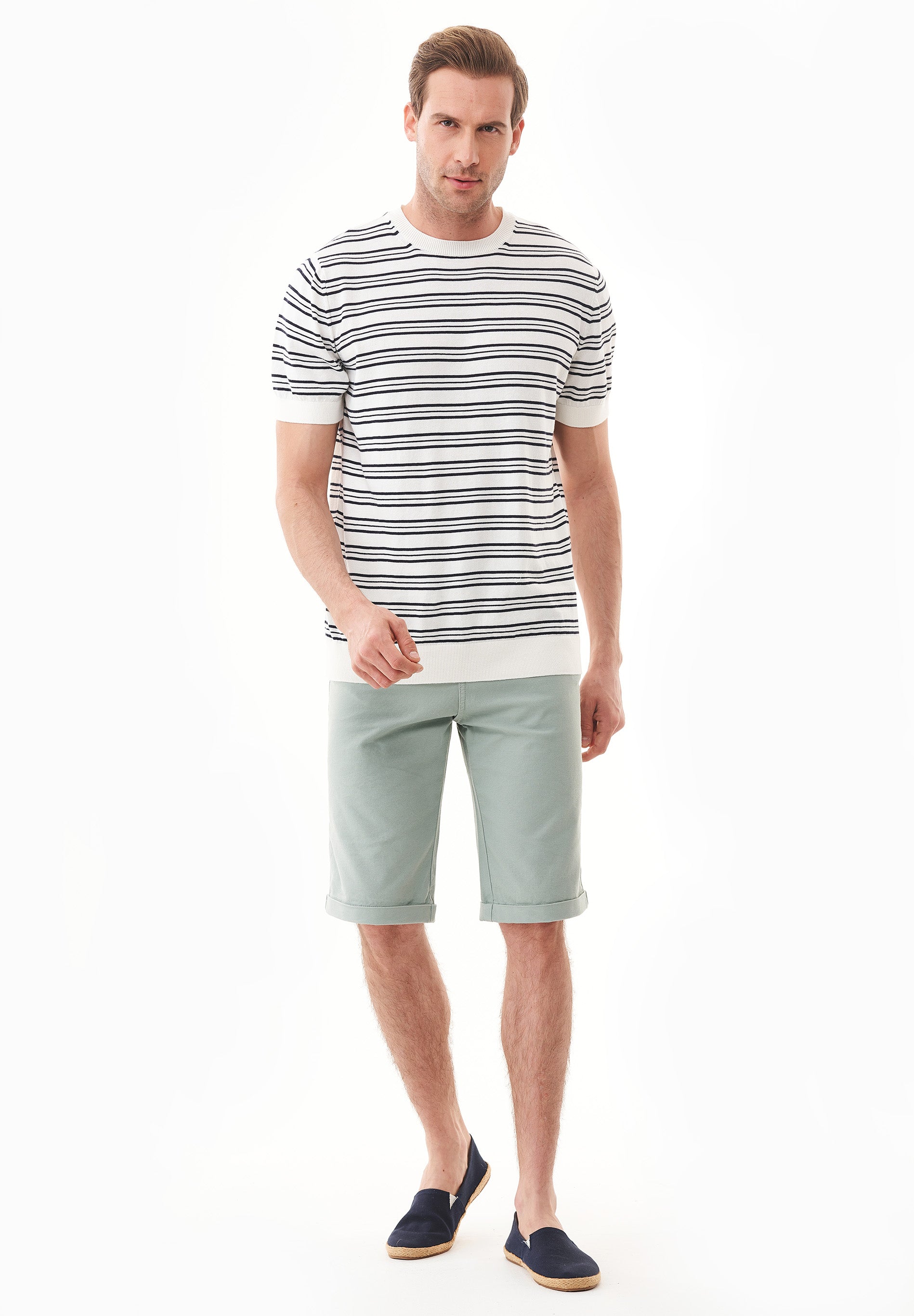 Feinstrick-T-Shirt aus Bio-Baumwolle mit Streifen