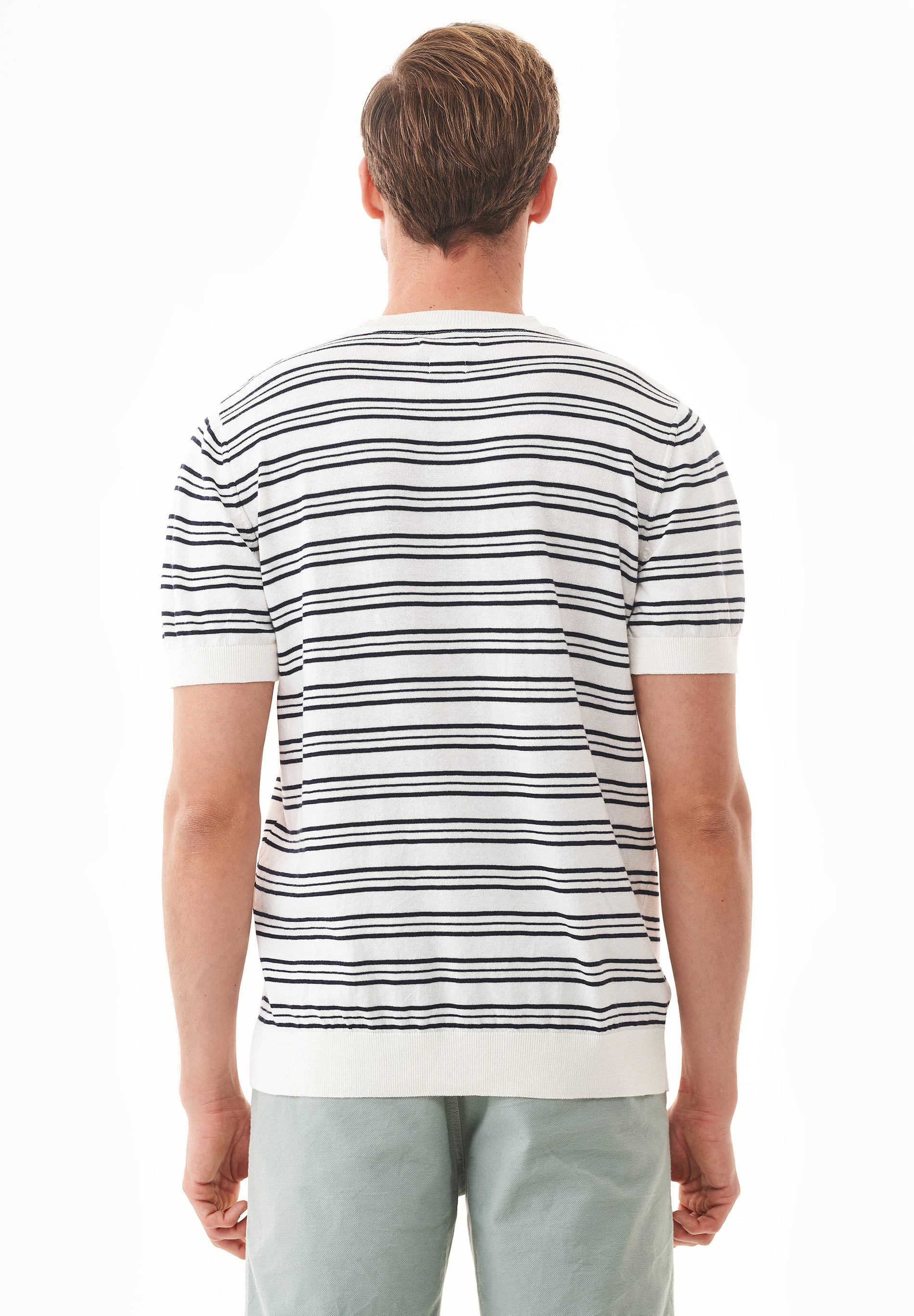 Feinstrick-T-Shirt aus Bio-Baumwolle mit Streifen