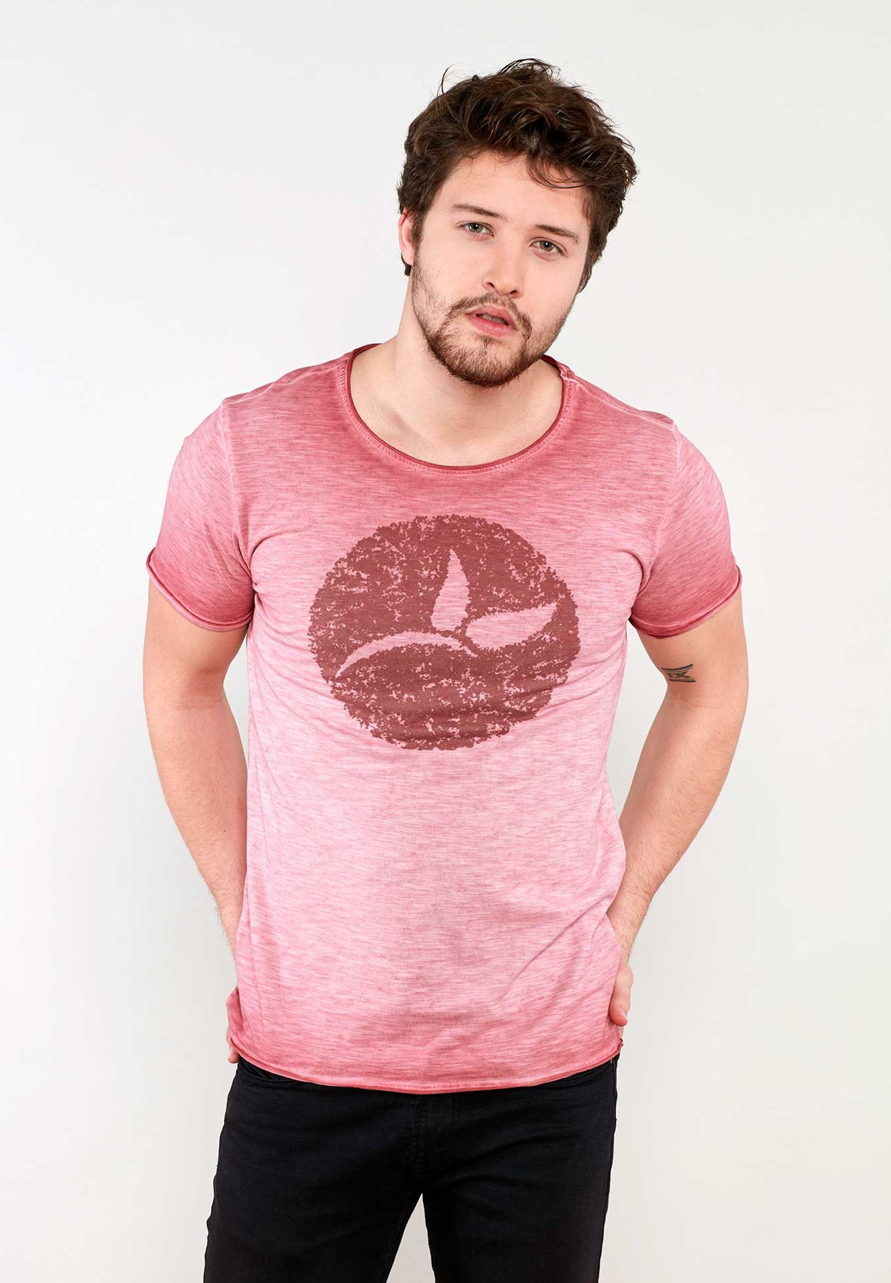 Raw-edge T-Shirt aus Bio-Baumwolle mit Logo-Print