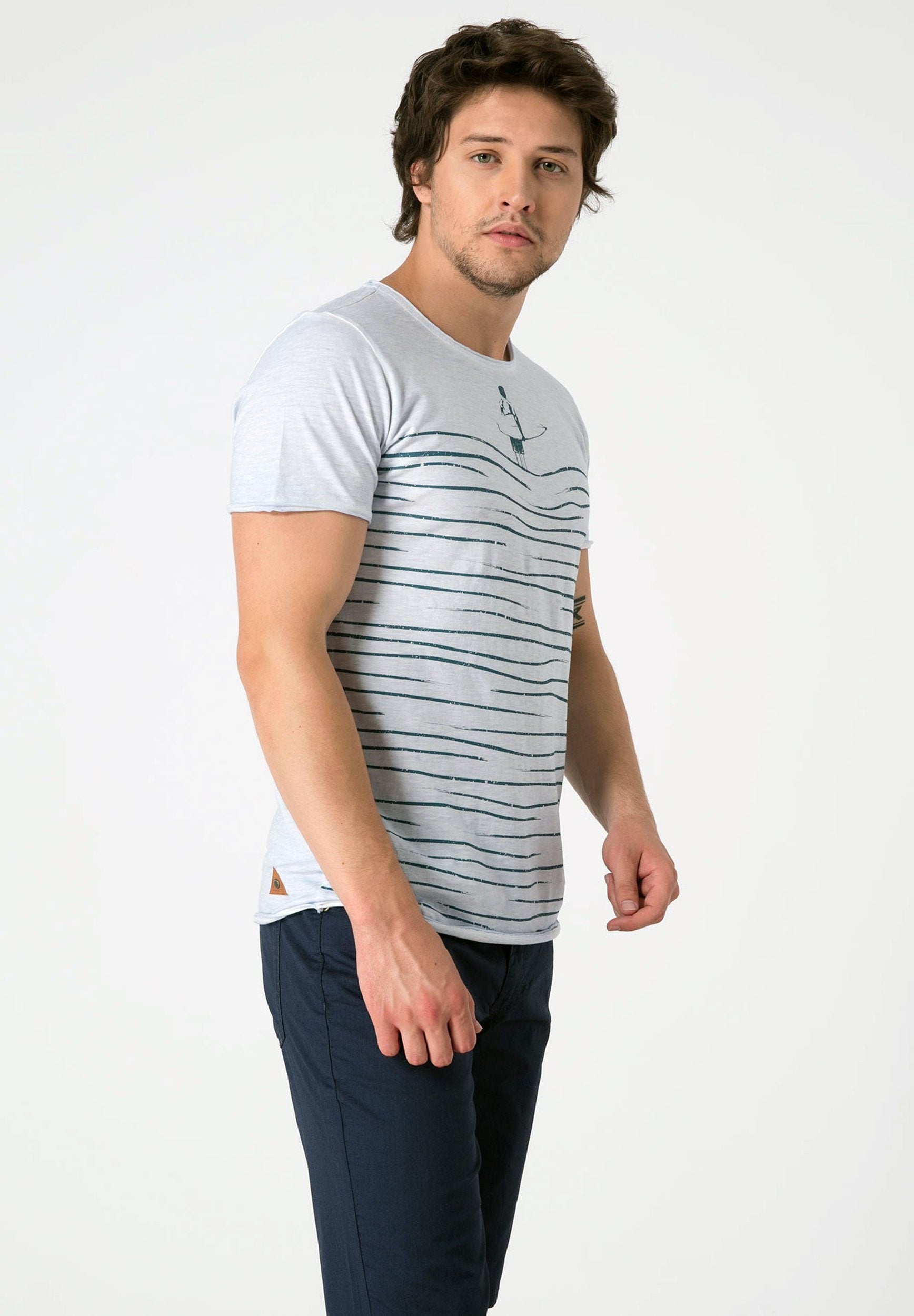 Raw-edge T-Shirt aus Bio-Baumwolle mit Line Print