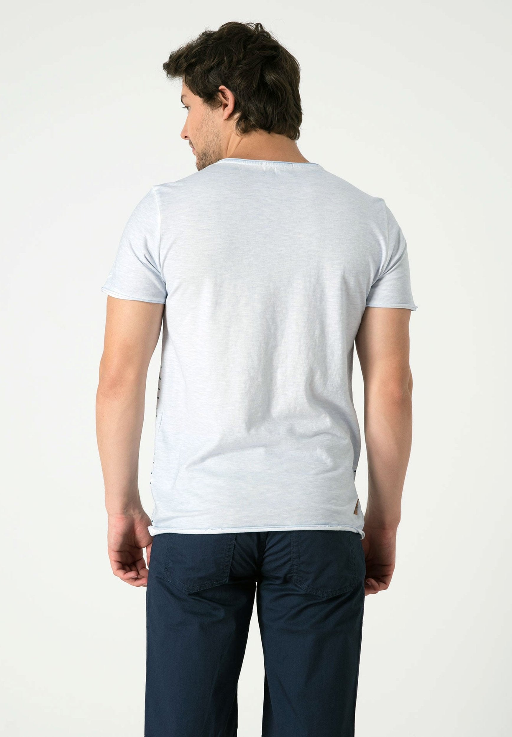 Raw-edge T-Shirt aus Bio-Baumwolle mit Line Print