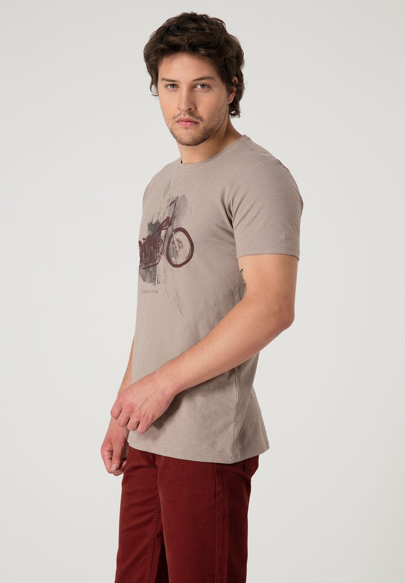T-Shirt aus Bio-Baumwolle mit Motorrad Print