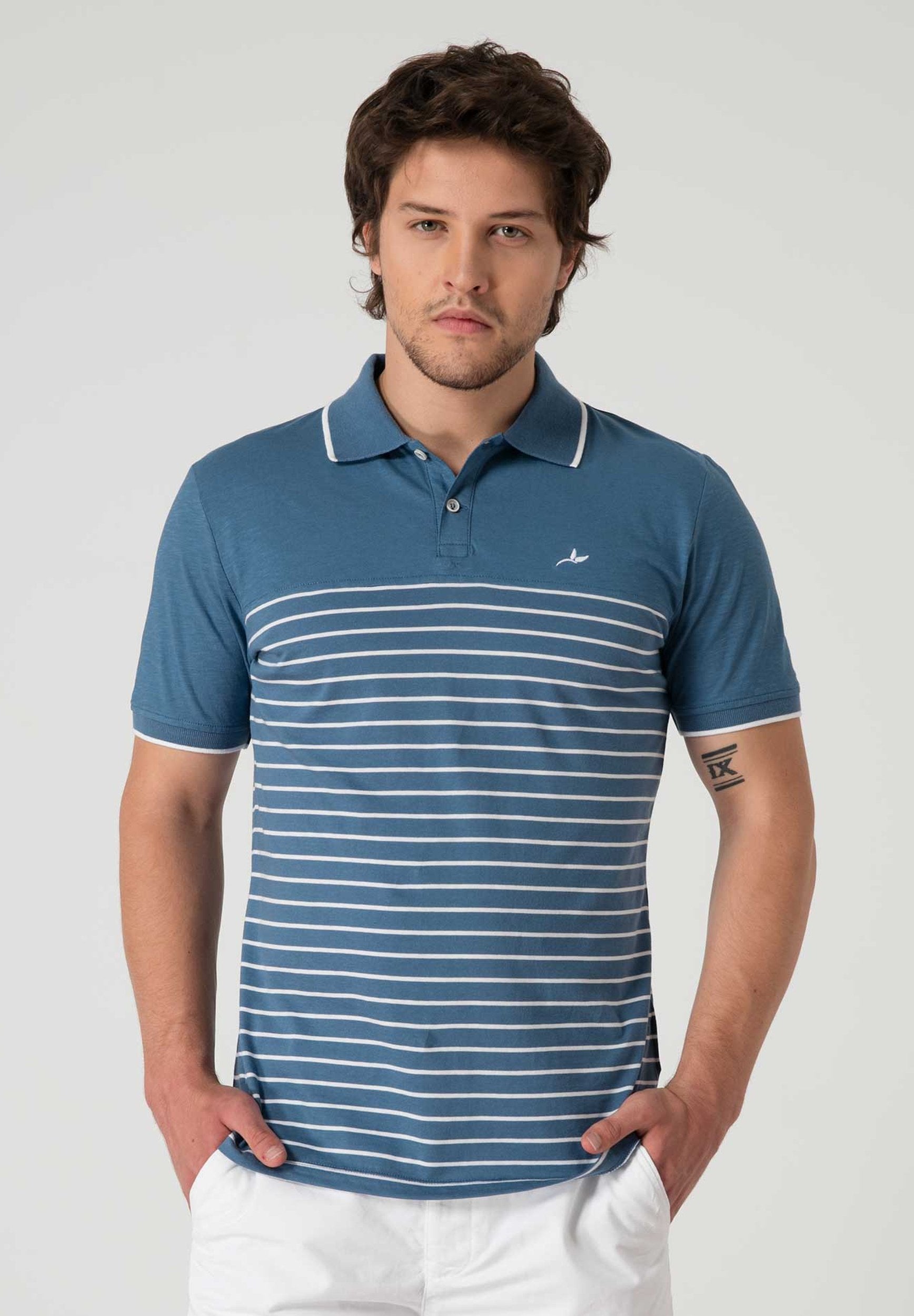 Gestreiftes Poloshirt aus Bio-Baumwolle mit Knopfleiste