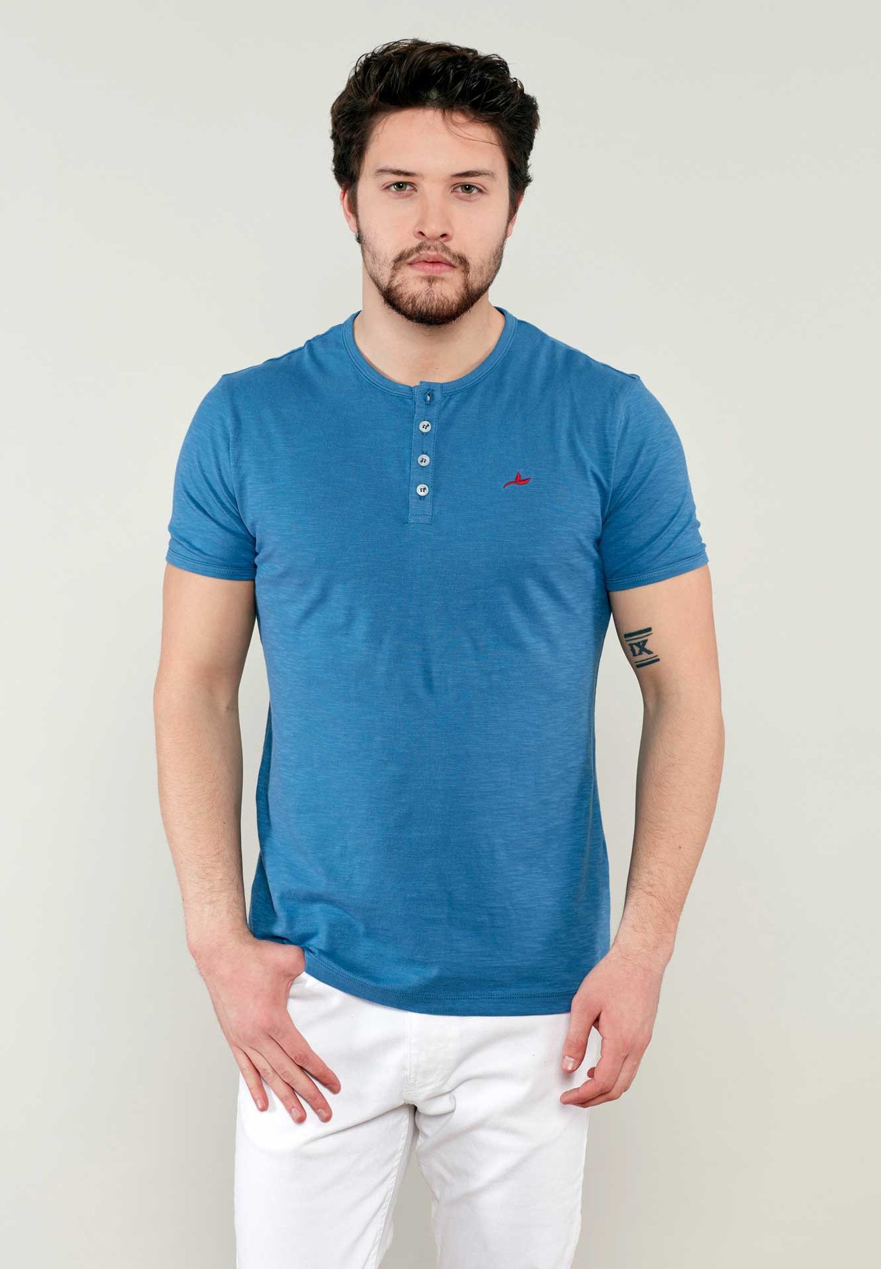 Henleyshirt aus Bio-Baumwolle mit Knopfleiste