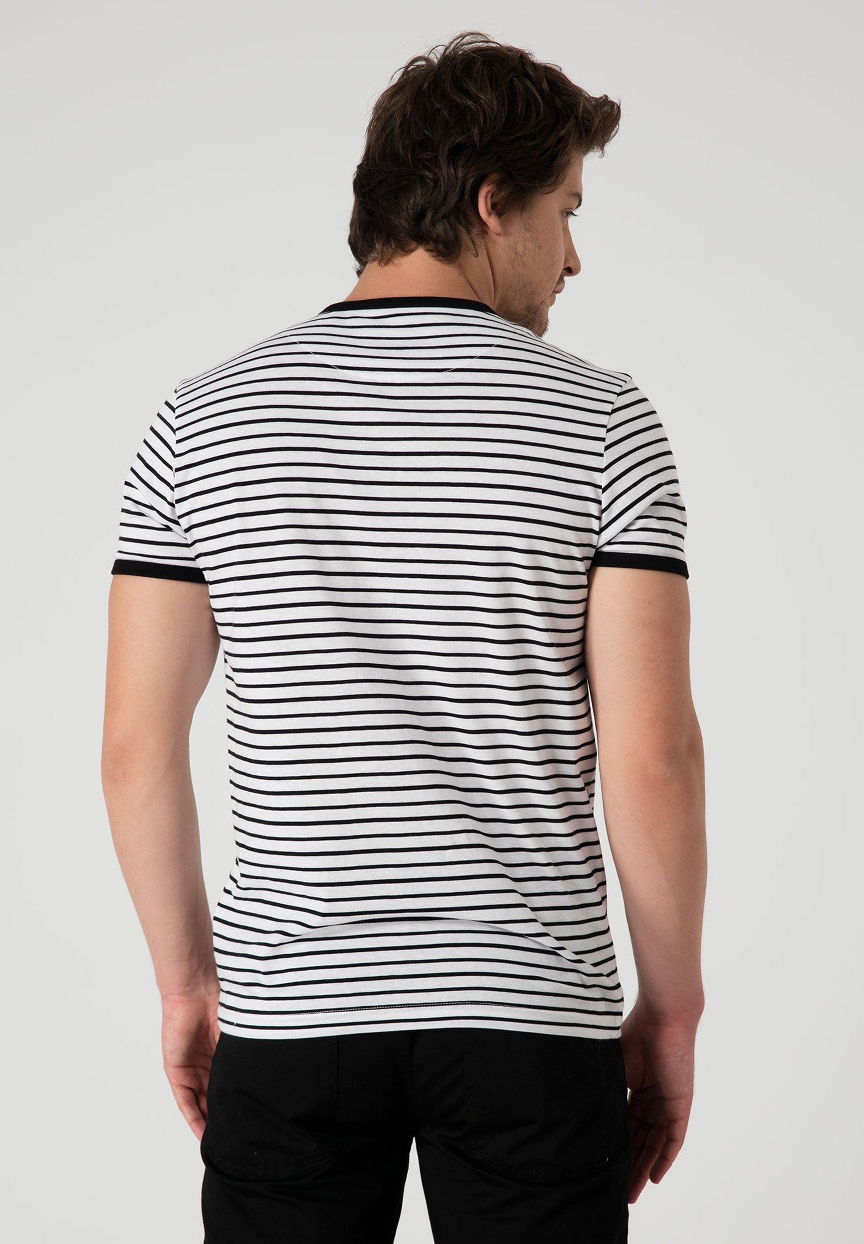 Gestreiftes Henleyshirt aus Bio-Baumwolle