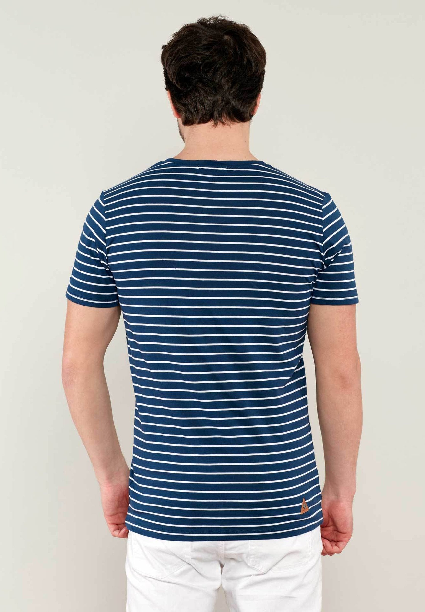 Ringelshirt aus Bio-Baumwolle mit V-Ausschnitt
