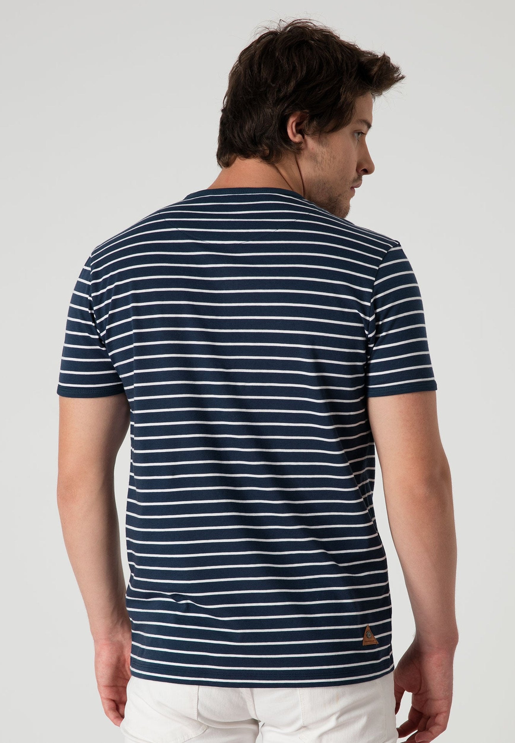 Gestreiftes Henleyshirt aus Bio-Baumwolle mit Knopfleiste