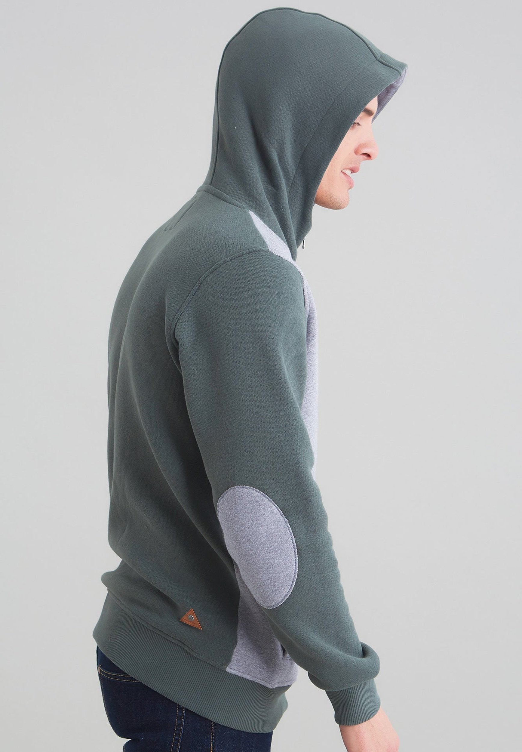 Kapuzensweatjacke aus Bio-Baumwolle mit kontrast Aermeln-Kapuze