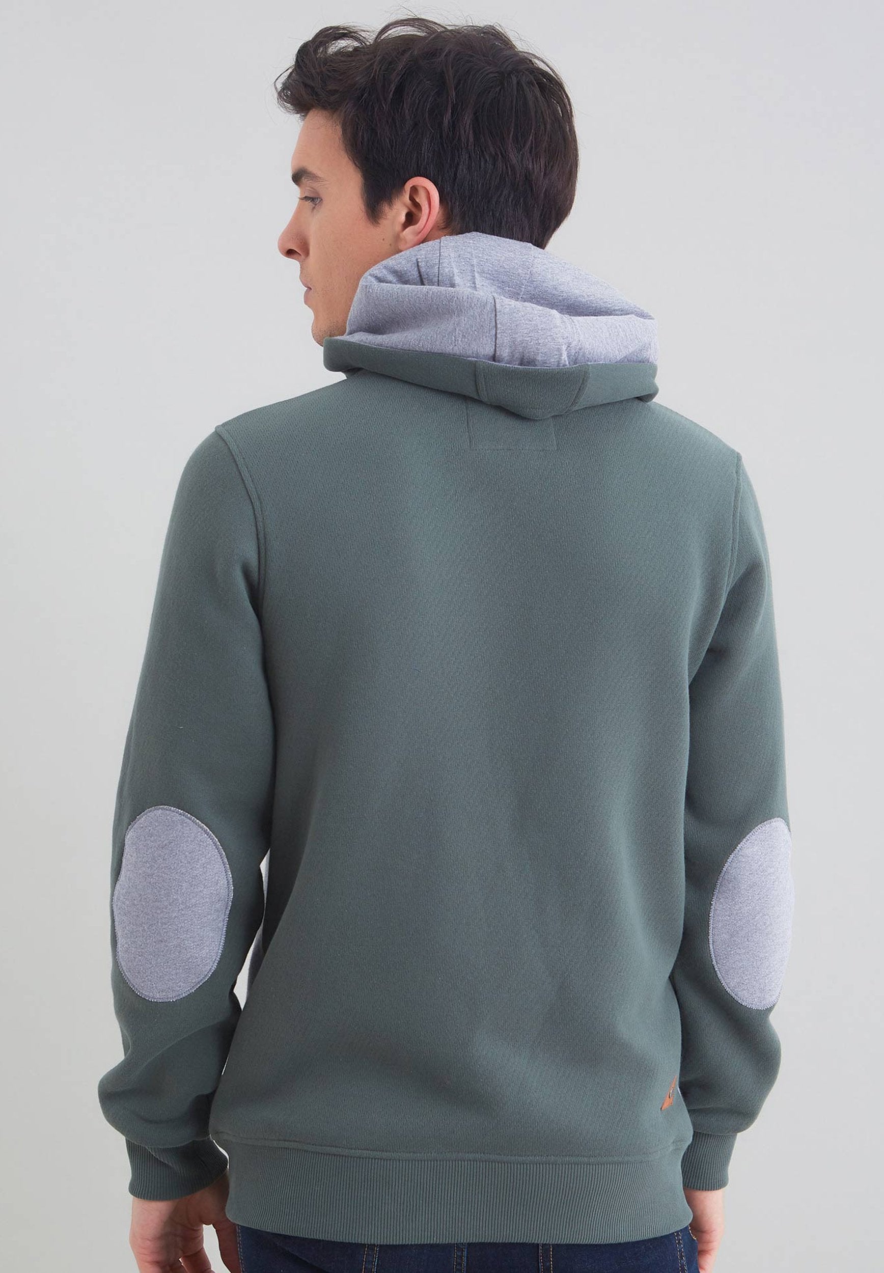 Kapuzensweatjacke aus Bio-Baumwolle mit kontrast Aermeln-Kapuze