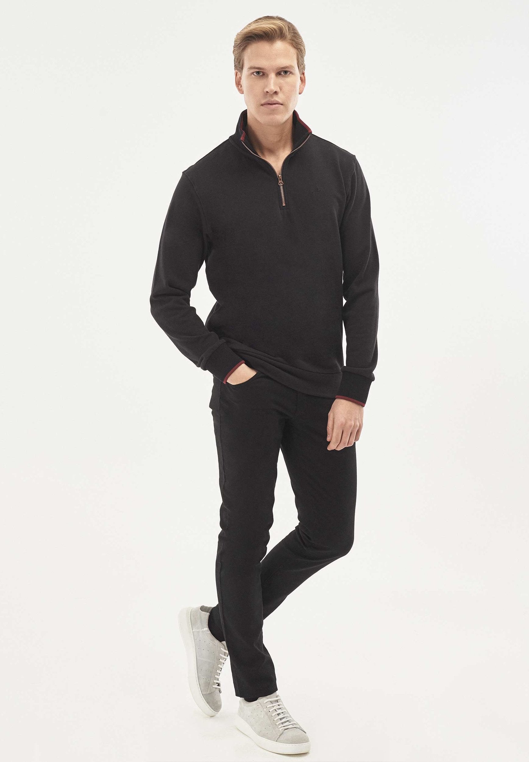 Sweatshirt aus Bio-Baumwolle mit Stehkragen