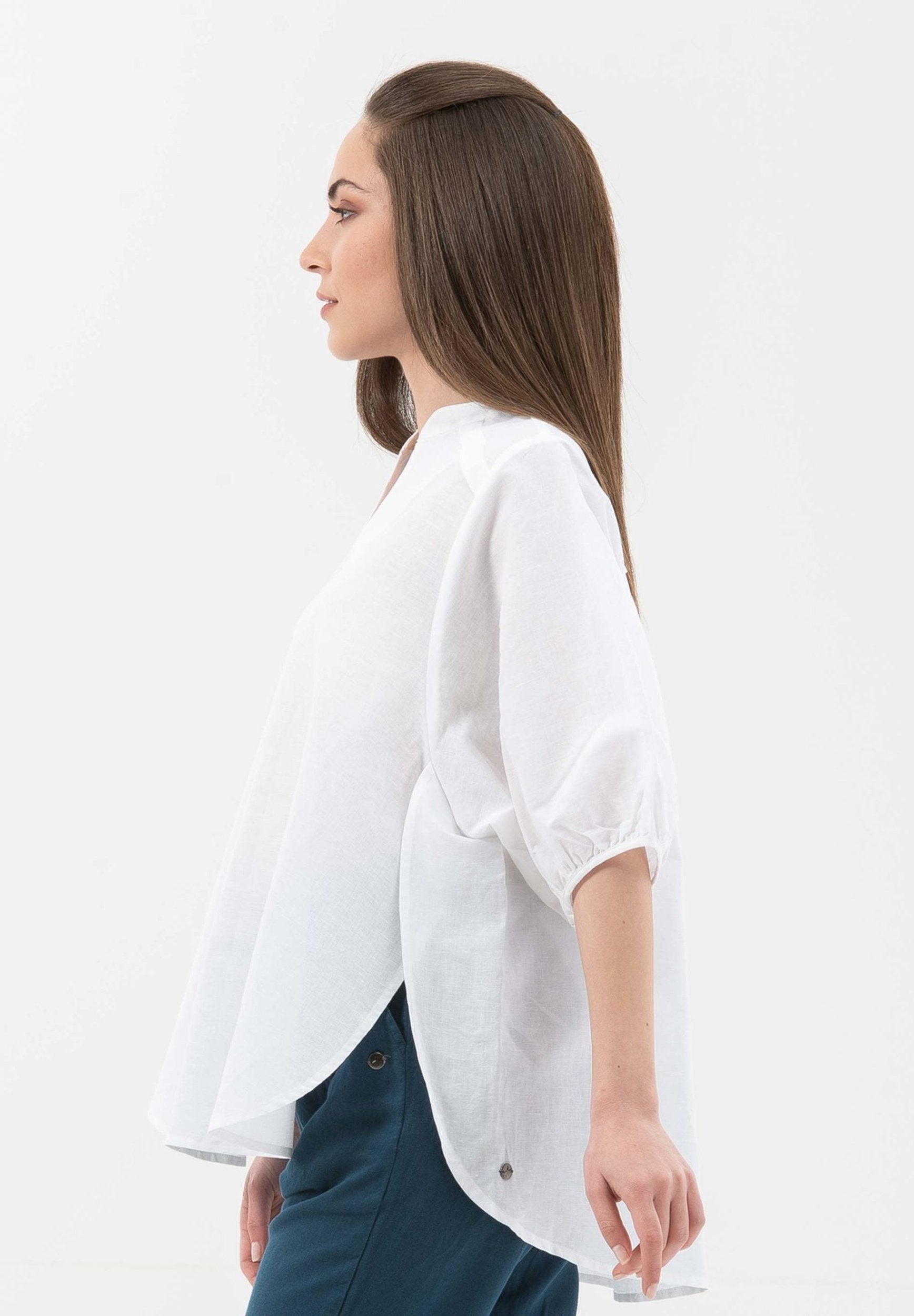 Bluse aus Leinen mit Bio-Baumwolle