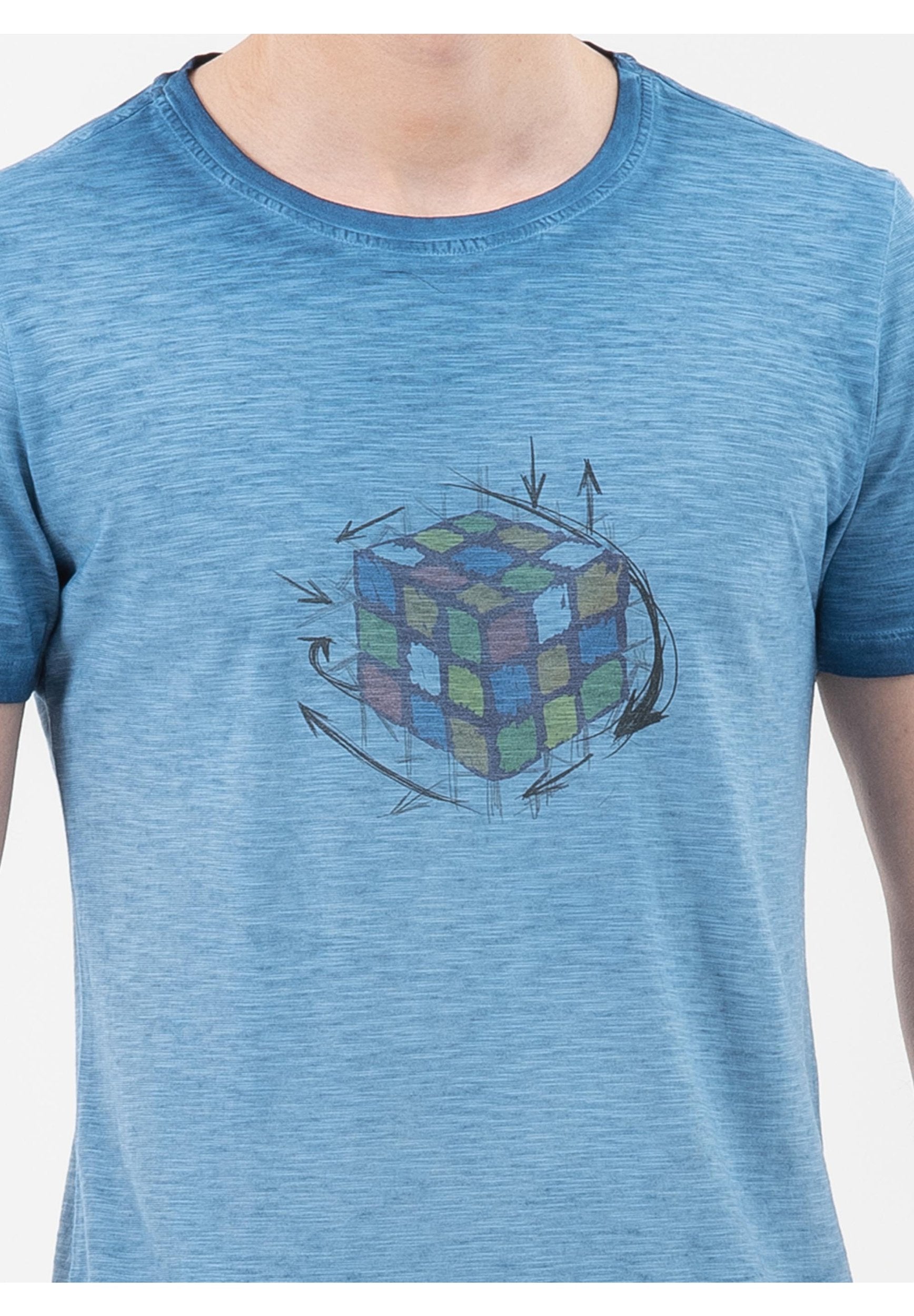 Garment Dyed T-Shirt aus Bio-Baumwolle mit Rubik's Cube-Print