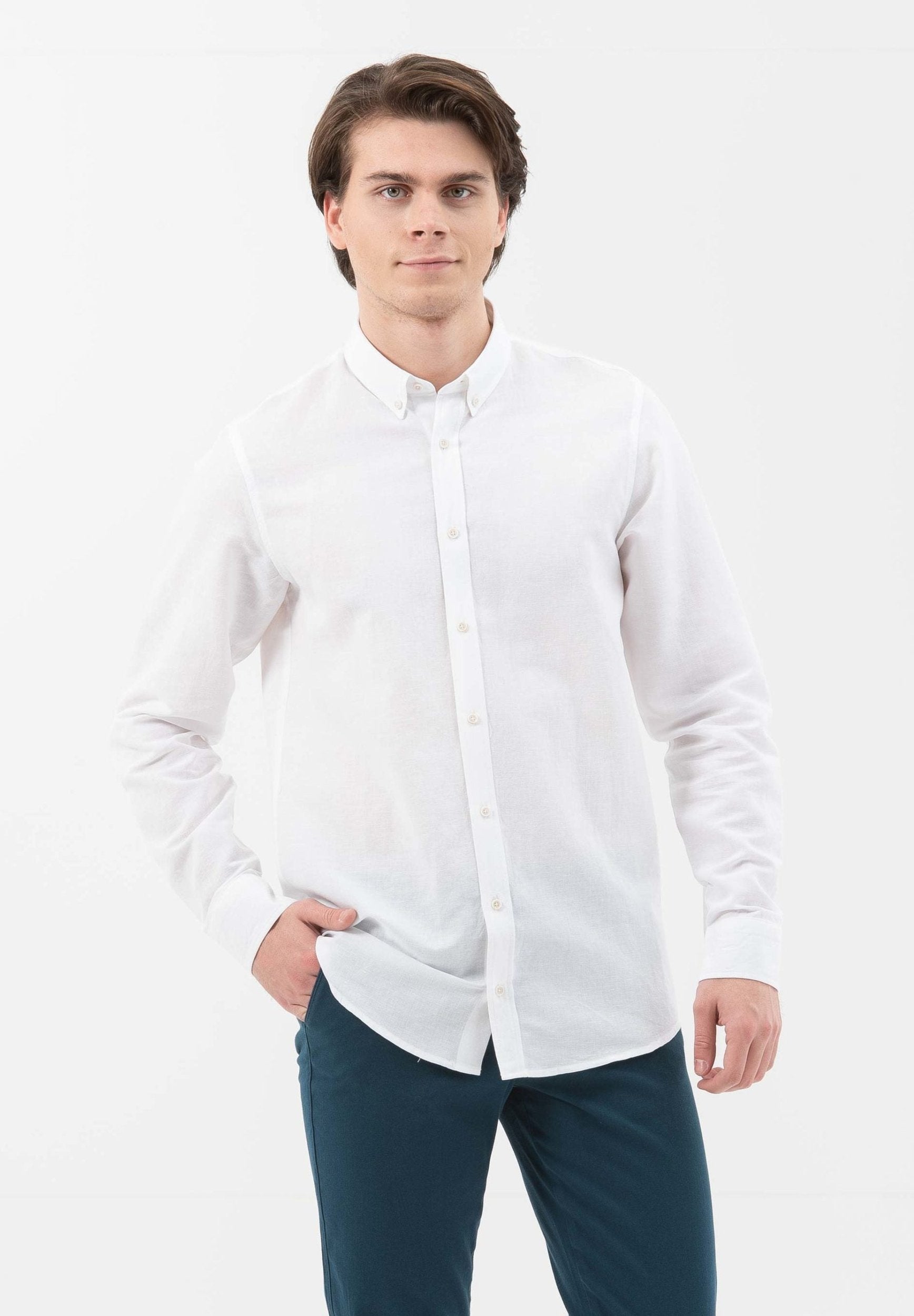 Langarm-Hemd aus Leinen mit Bio-Baumwolle