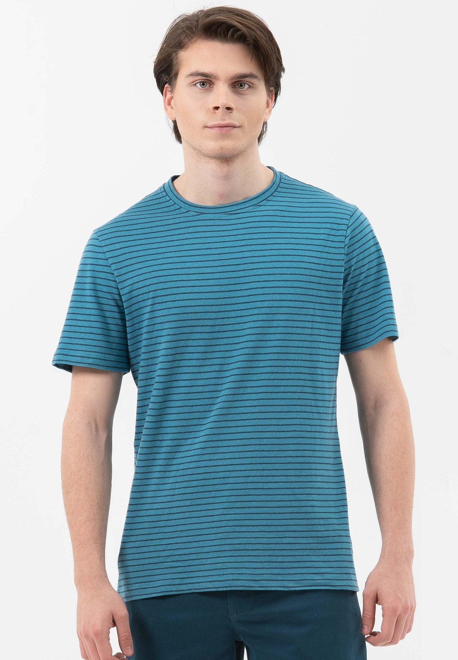 Gestreiftes T-Shirt aus Bio-Baumwolle mit Leinen | Nachhaltige Mode Herren