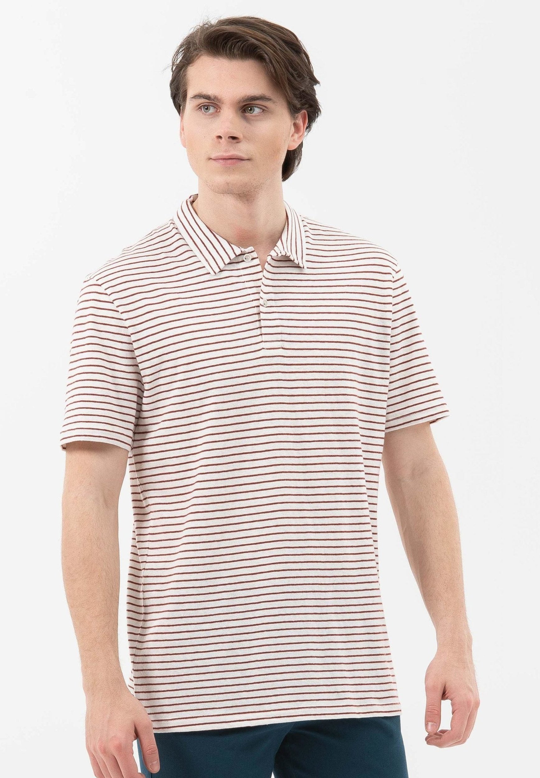 Gestreiftes Poloshirt aus Leinengemisch | Nachhaltige Mode Herren