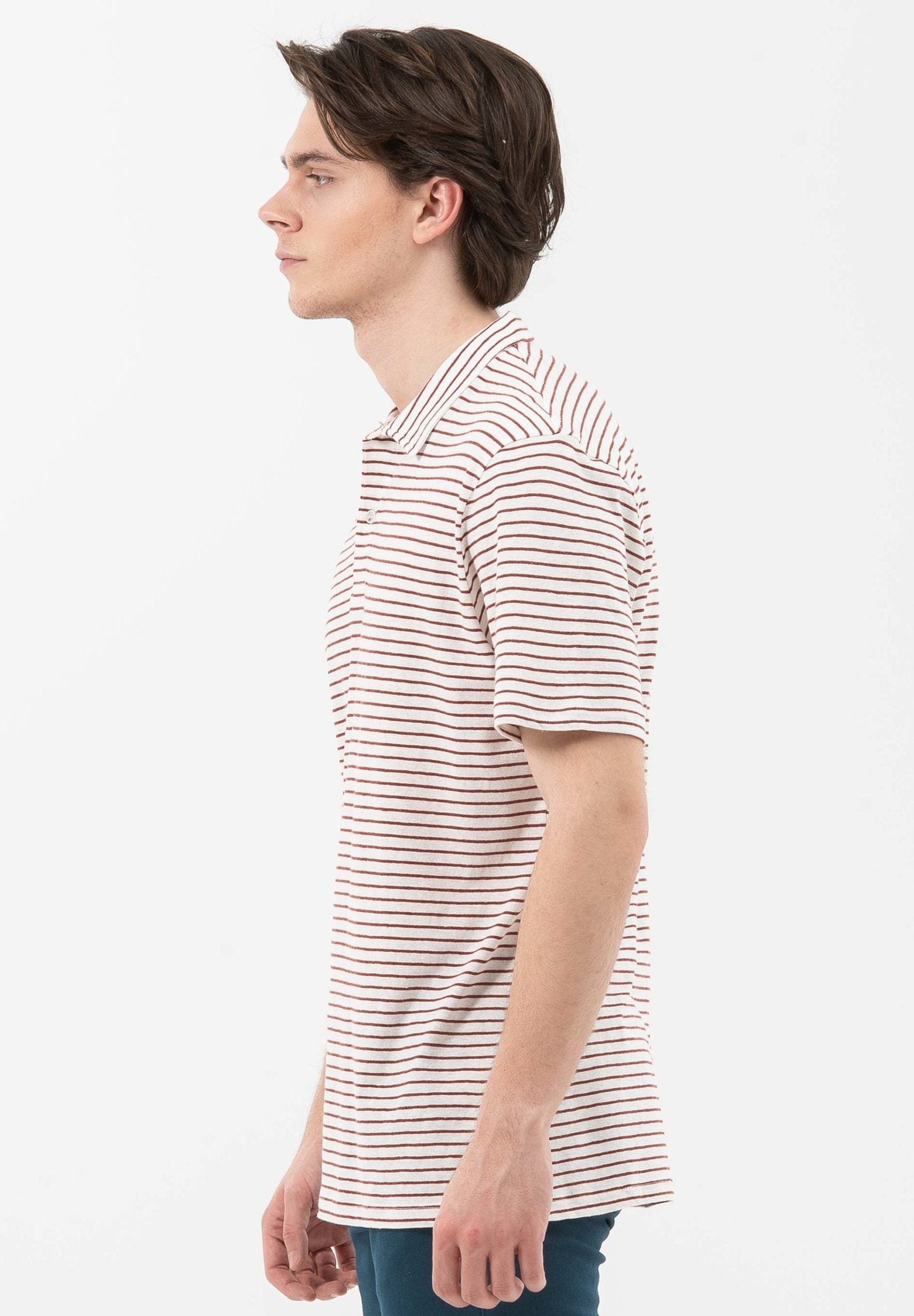 Gestreiftes Poloshirt aus Leinengemisch