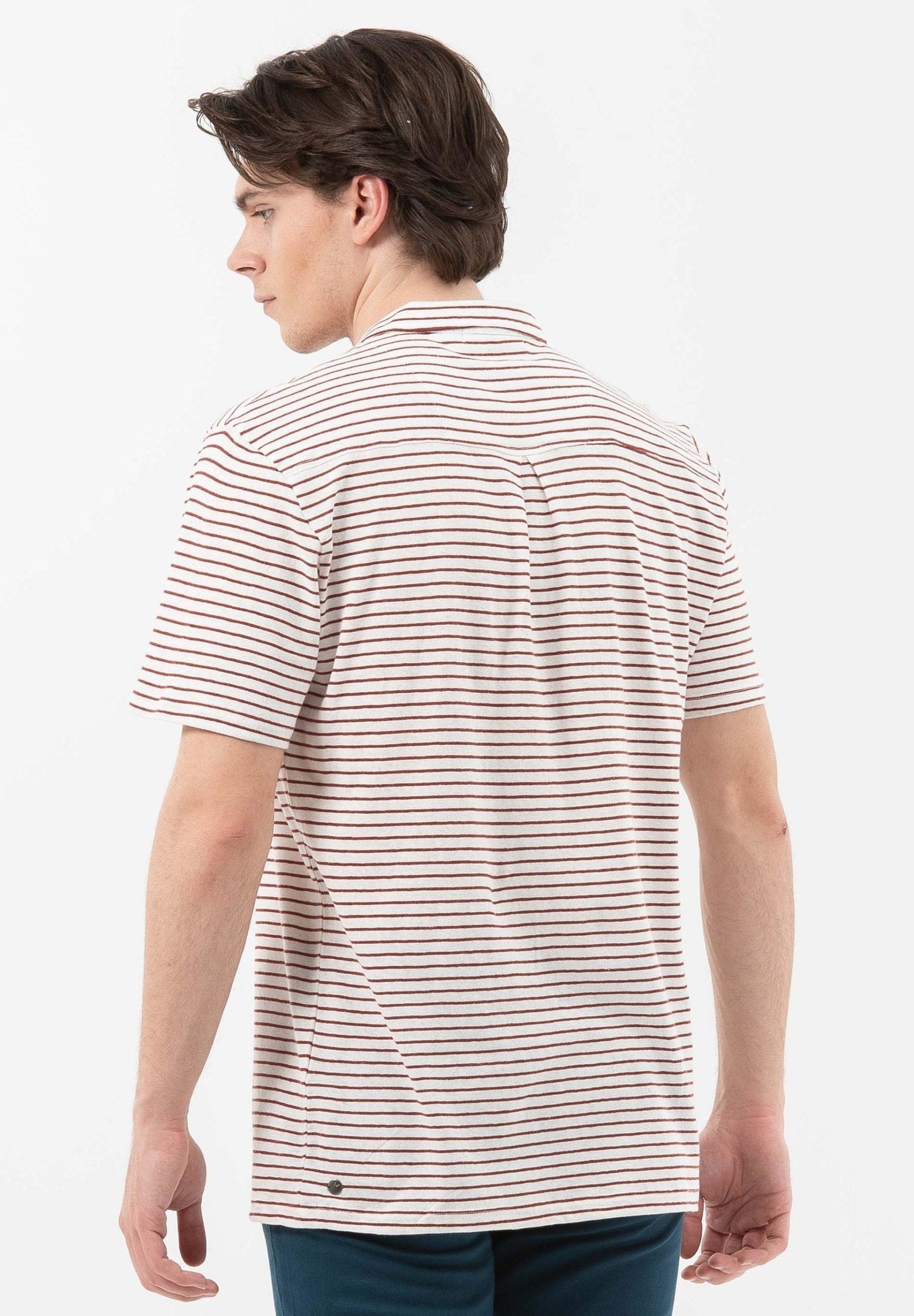 Gestreiftes Poloshirt aus Leinengemisch