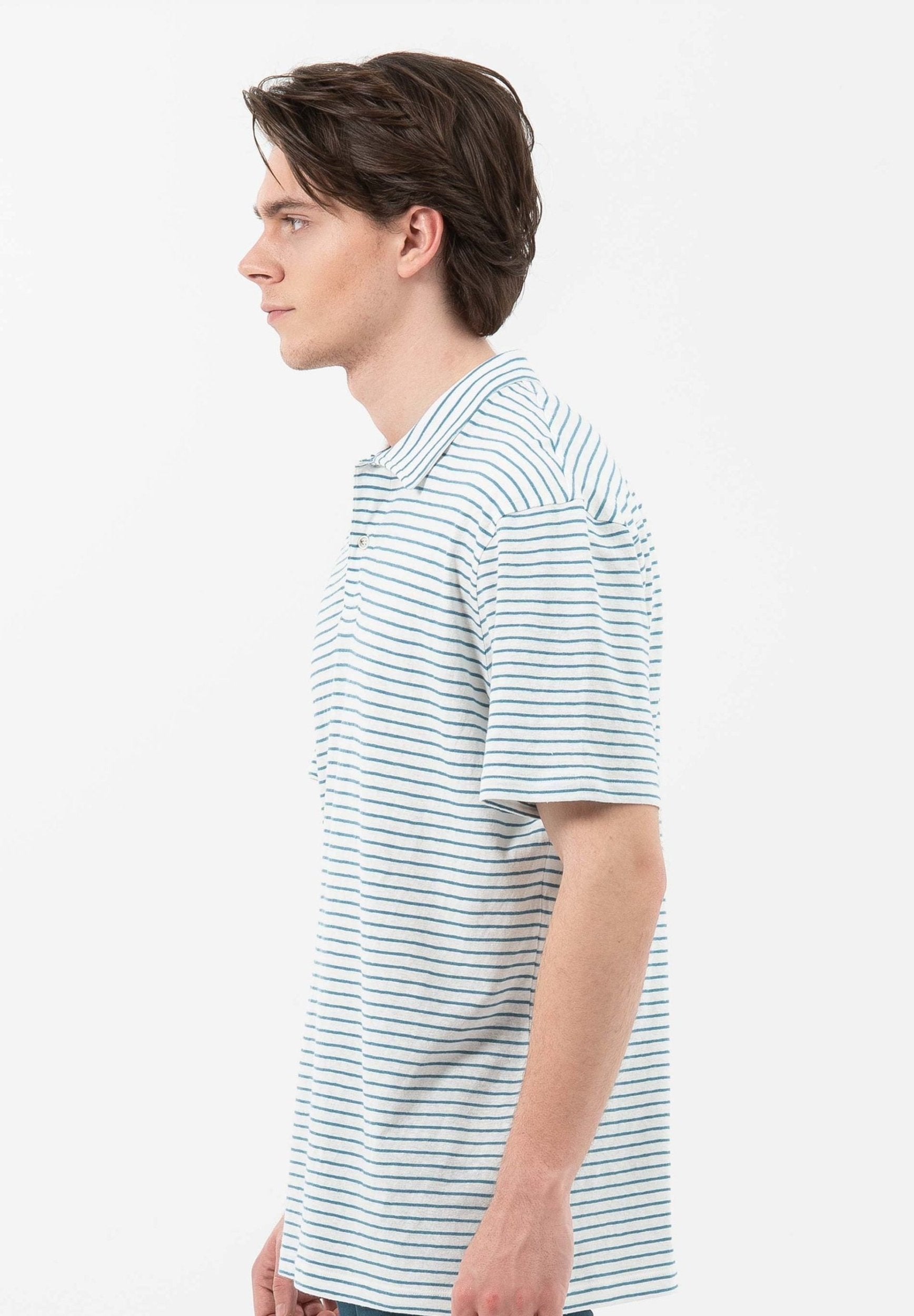 Gestreiftes Poloshirt aus Leinengemisch