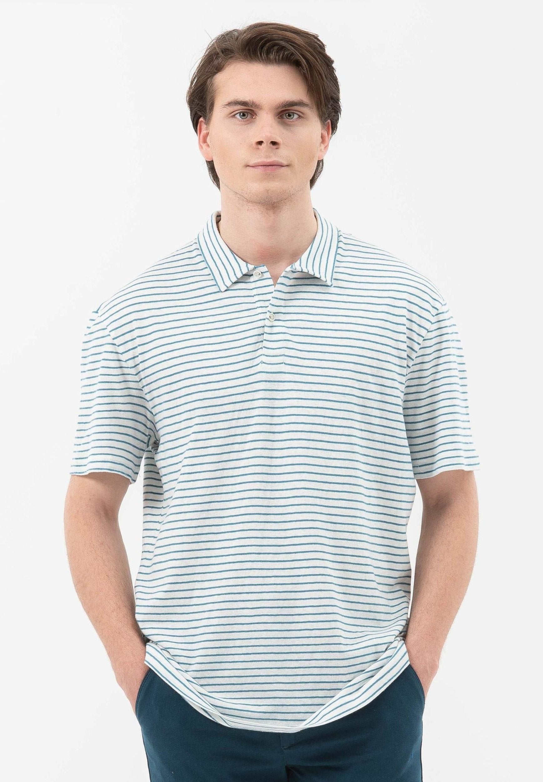 Gestreiftes Poloshirt aus Leinengemisch | Nachhaltige Mode Herren