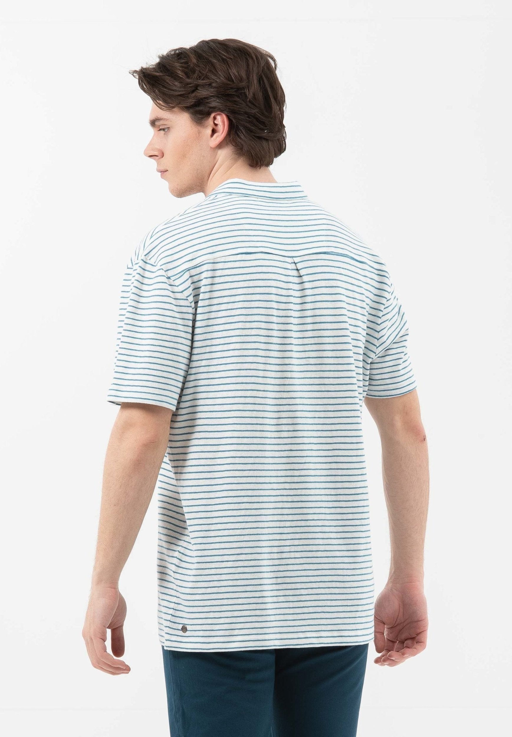 Gestreiftes Poloshirt aus Leinengemisch