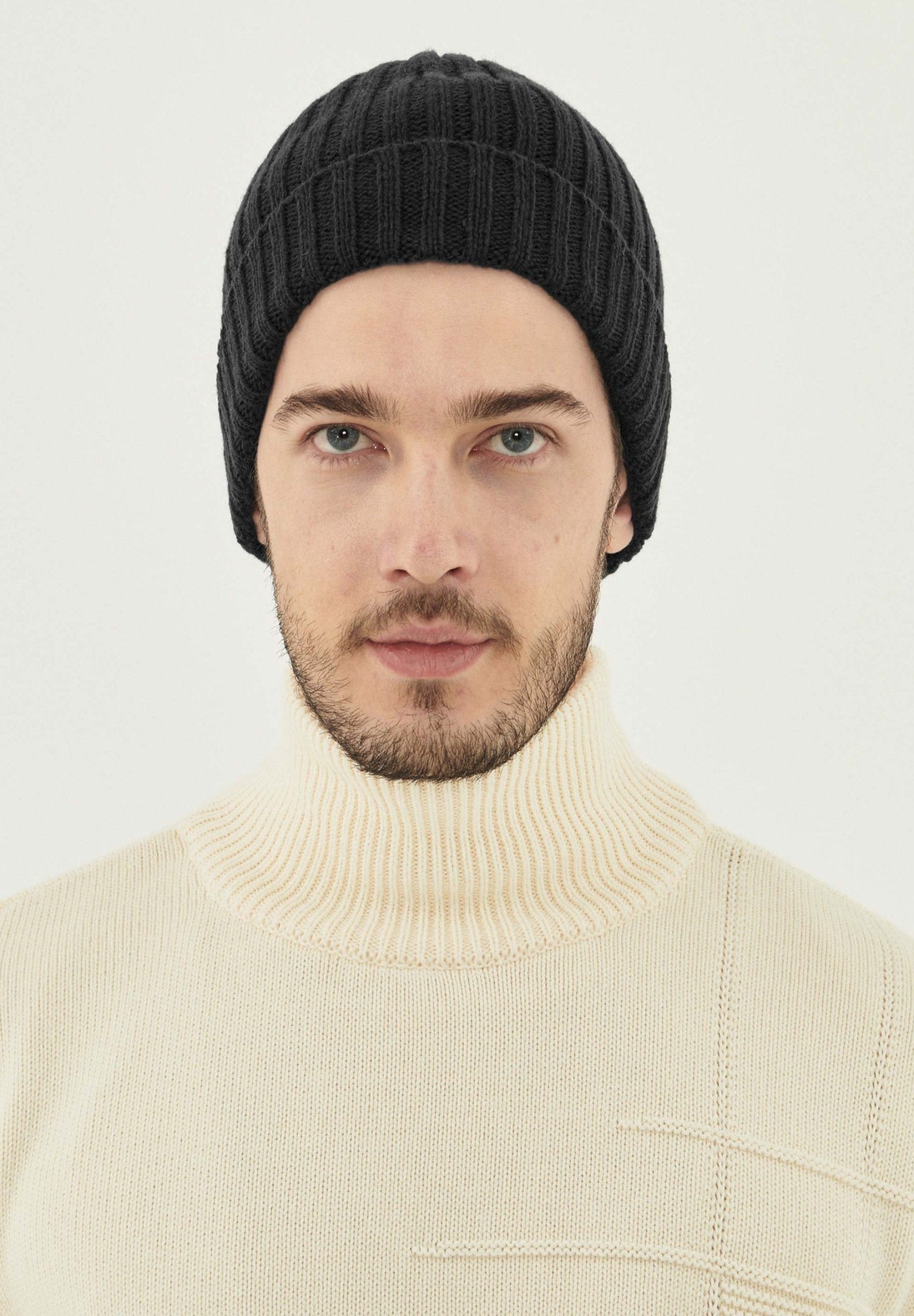 Unisex Strick-Beanie aus Bio-Merinowolle und Bio-Baumwolle