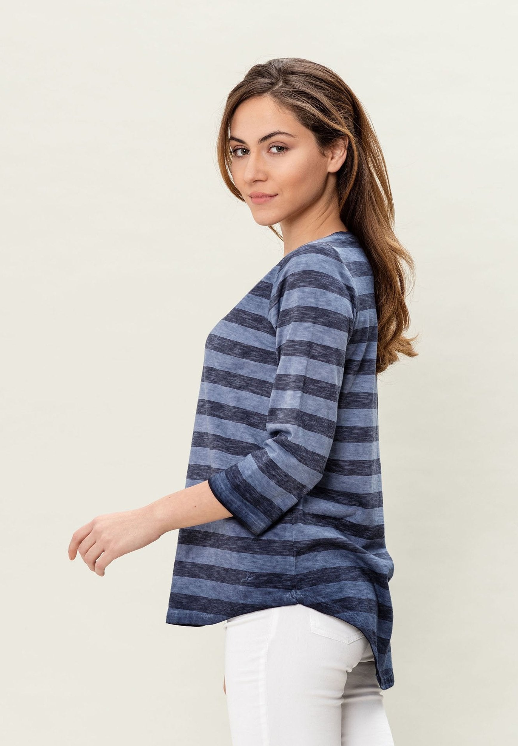 Garment Dyed 3/4-Arm-T-Shirt aus Bio-Baumwolle