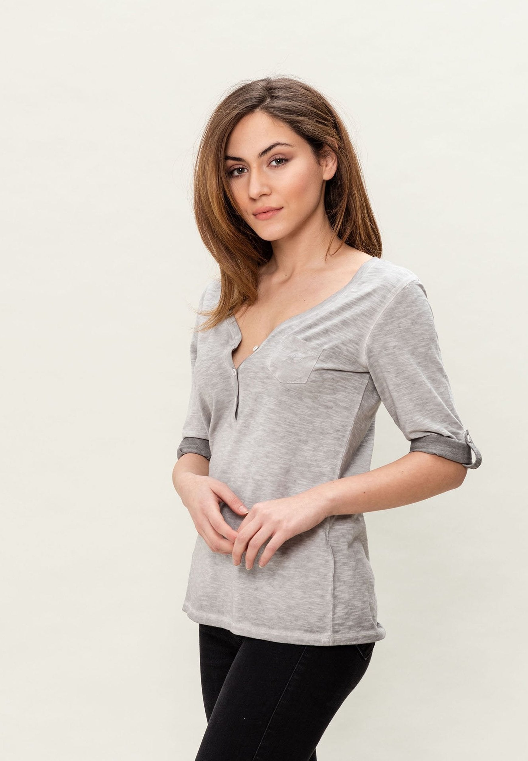Garment Dyed 3/4-Arm-T-Shirt aus Bio-Baumwolle