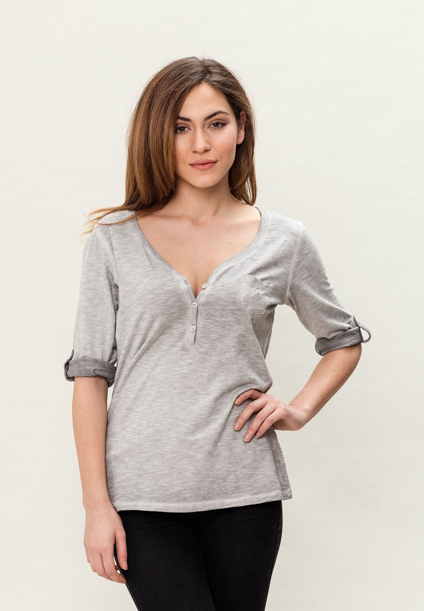 Garment Dyed 3/4-Arm-T-Shirt aus Bio-Baumwolle