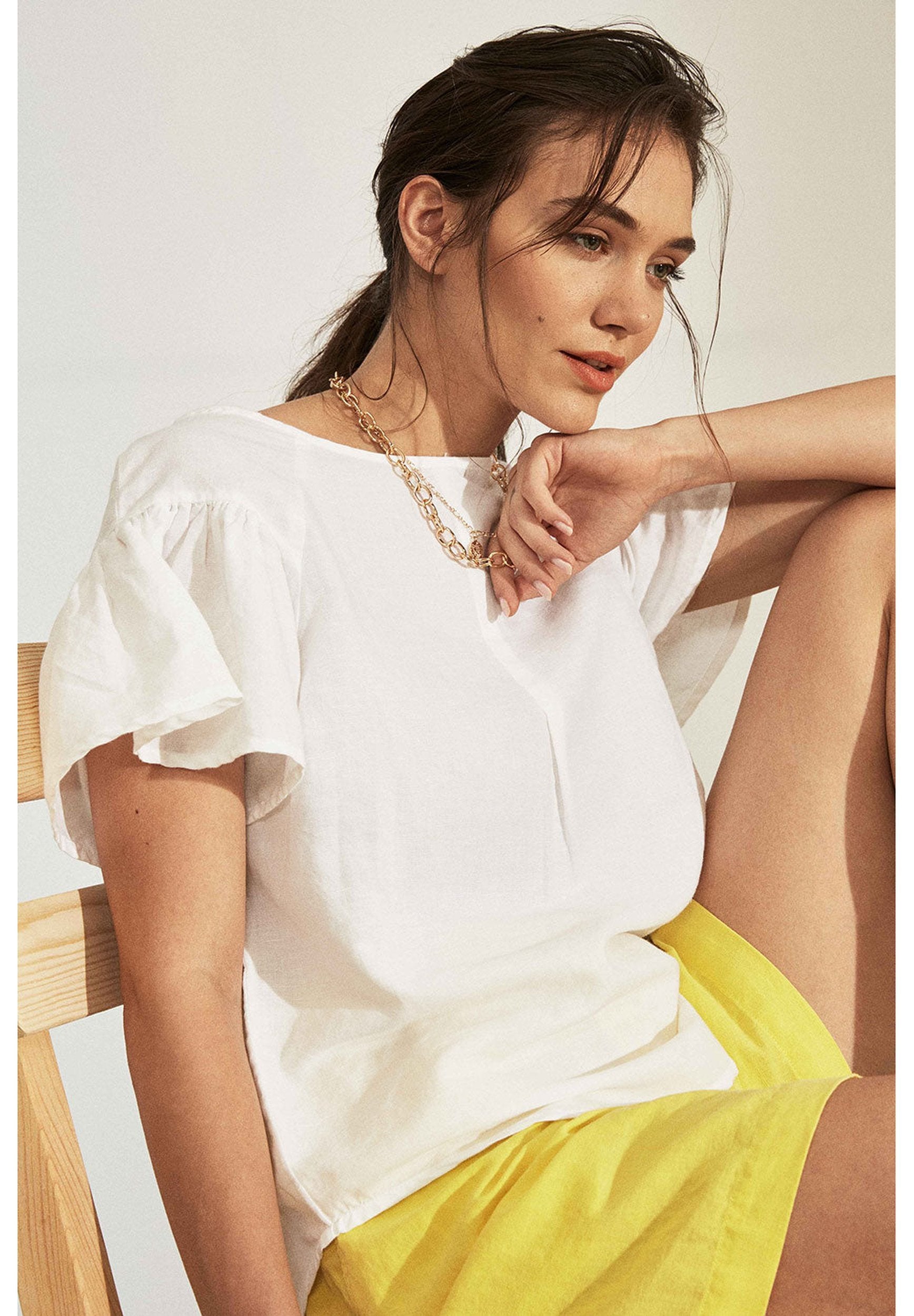 Bluse aus Leinen mit Bio-Baumwolle