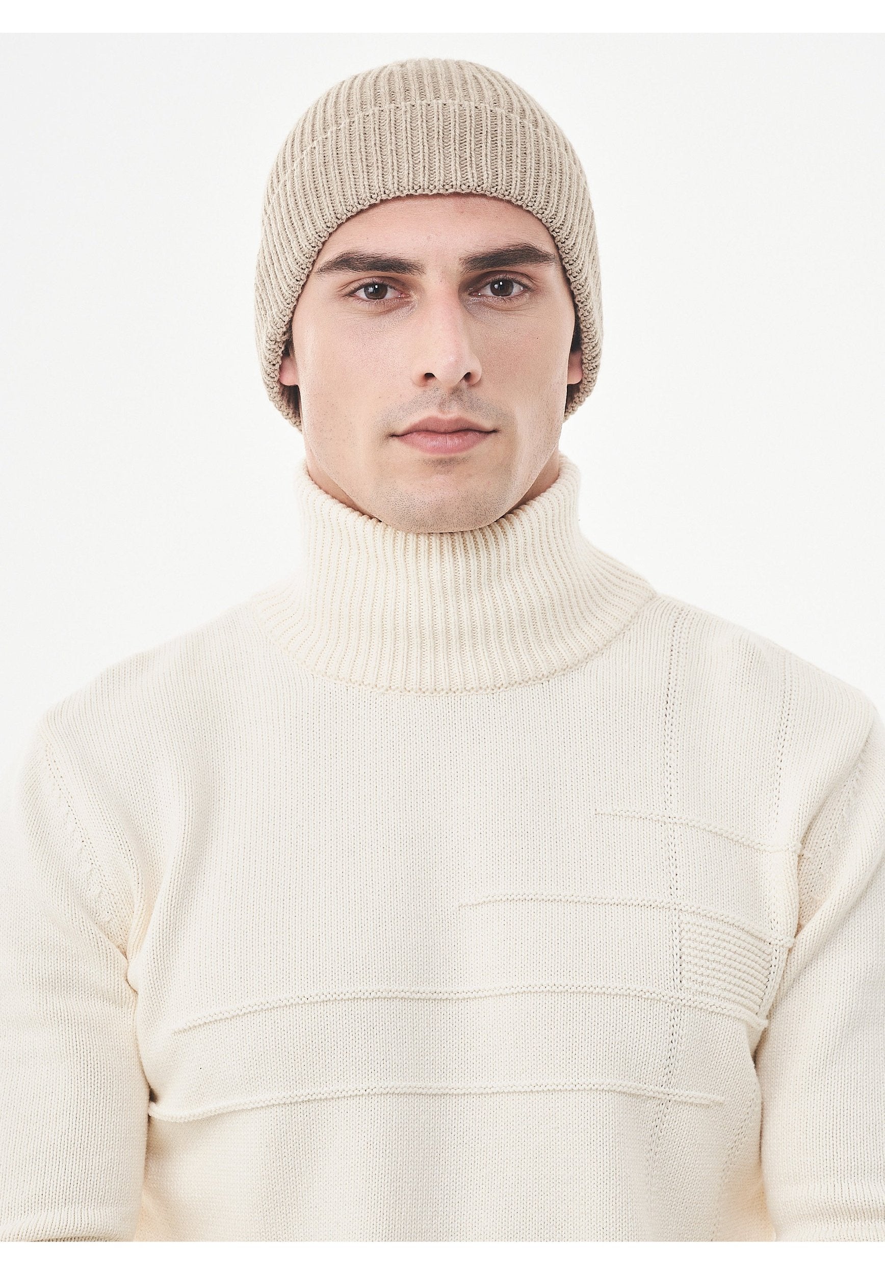 Unisex Strick-Beanie aus Bio-Merinowolle und Bio-Baumwolle