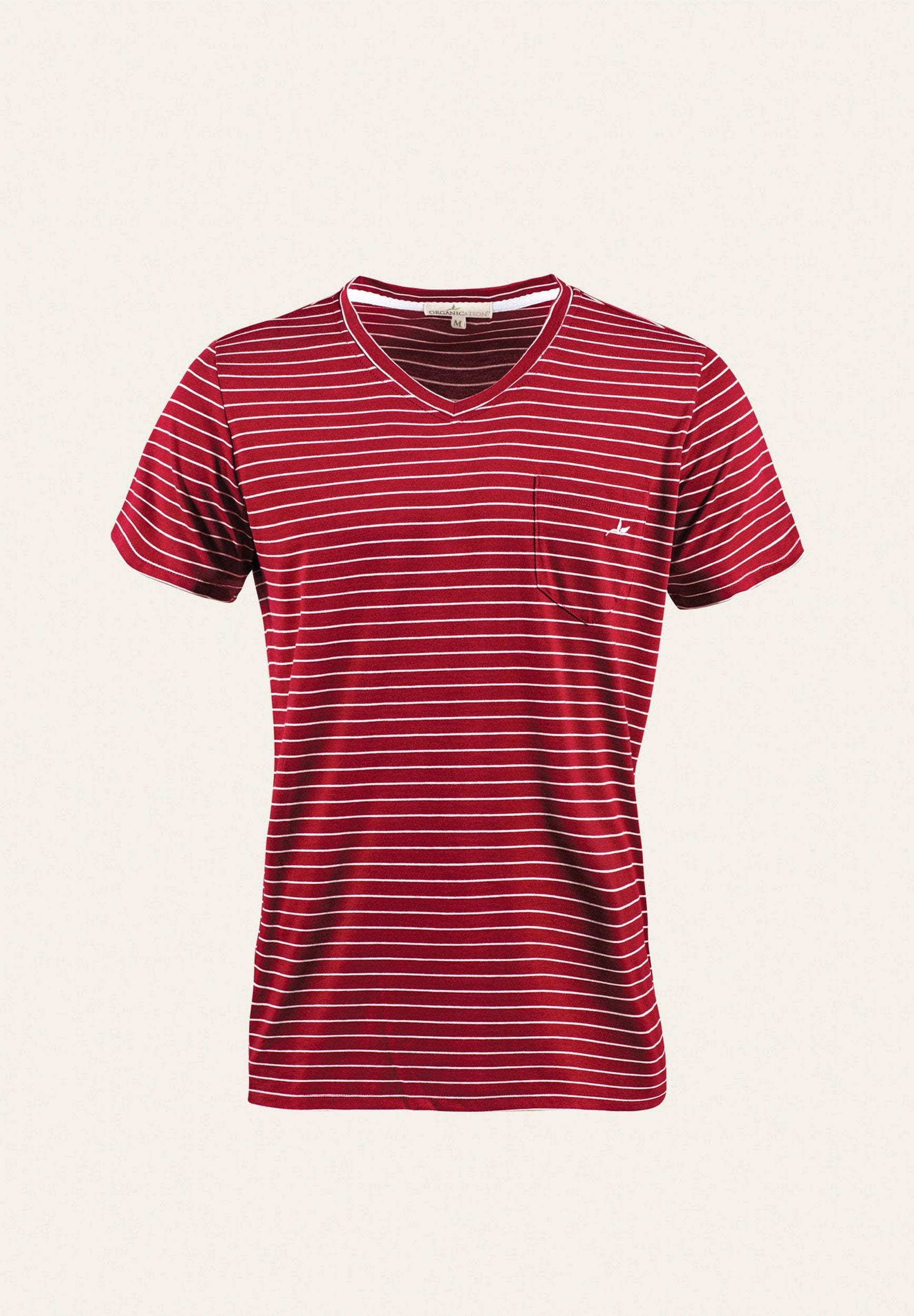 T-Shirt aus Bio-Baumwolle Gestreift mit Brusttasche