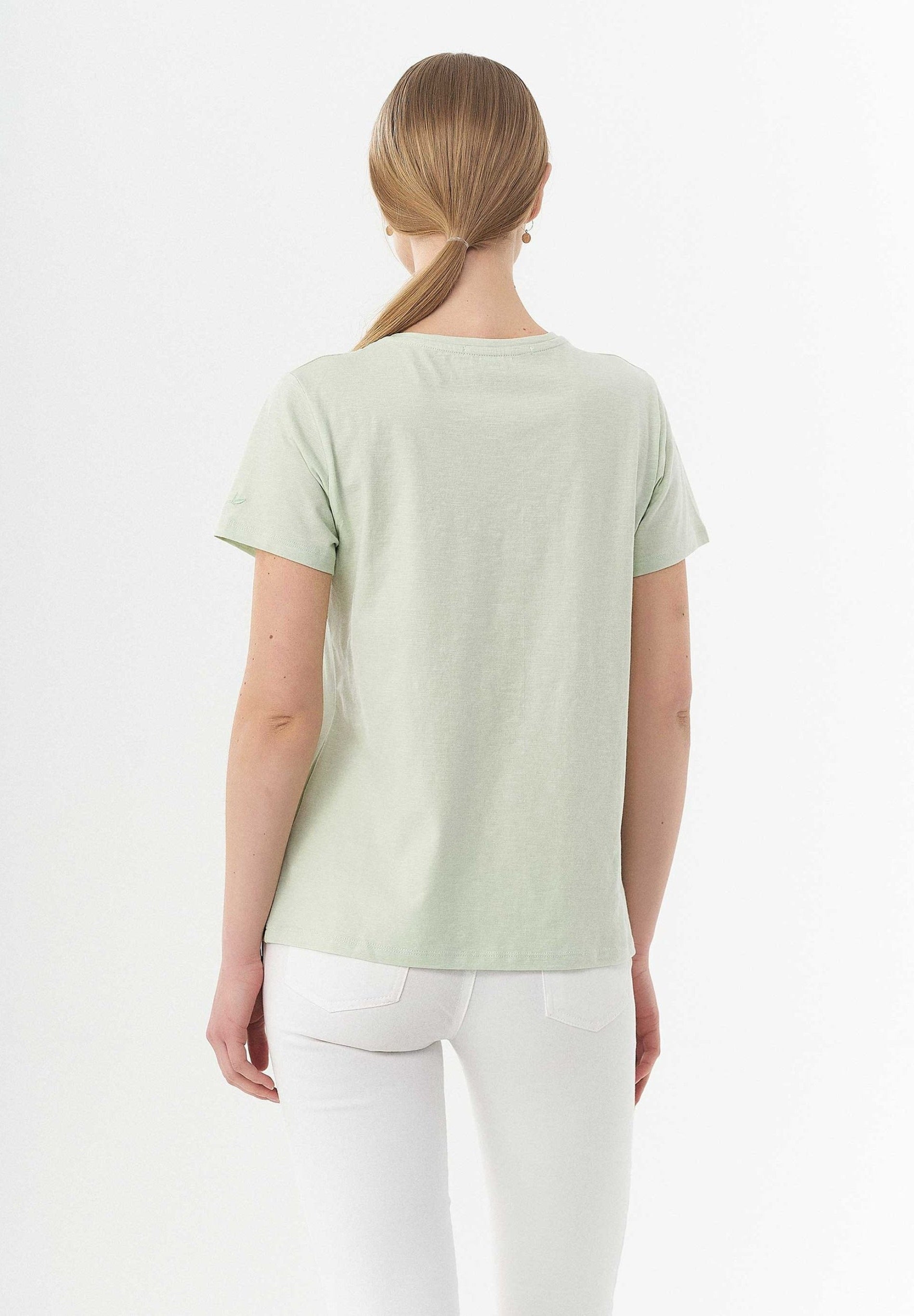 Geripptes T-Shirt aus Bio-Baumwolle mit V-Ausschnitt